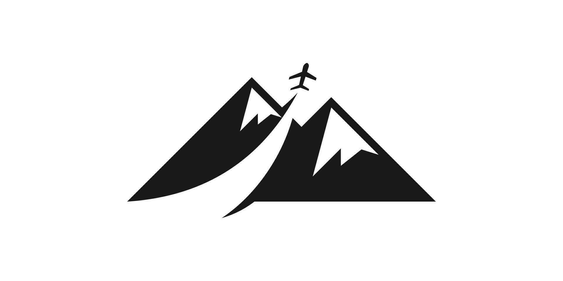 logo combination of illustrations of mountains with planes, travel logos, icons, vectors, symbols. vector