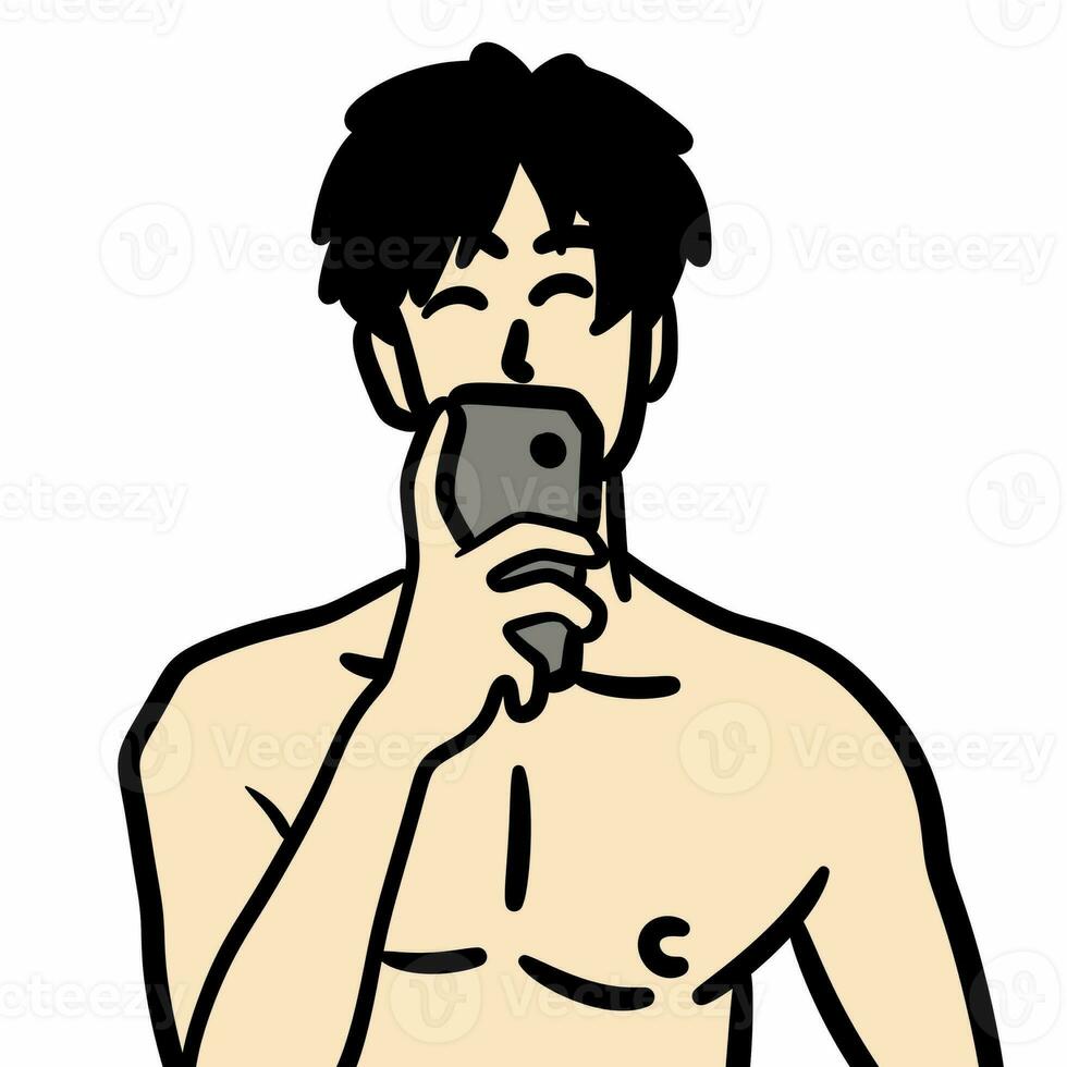 cute man using mobile phone photo