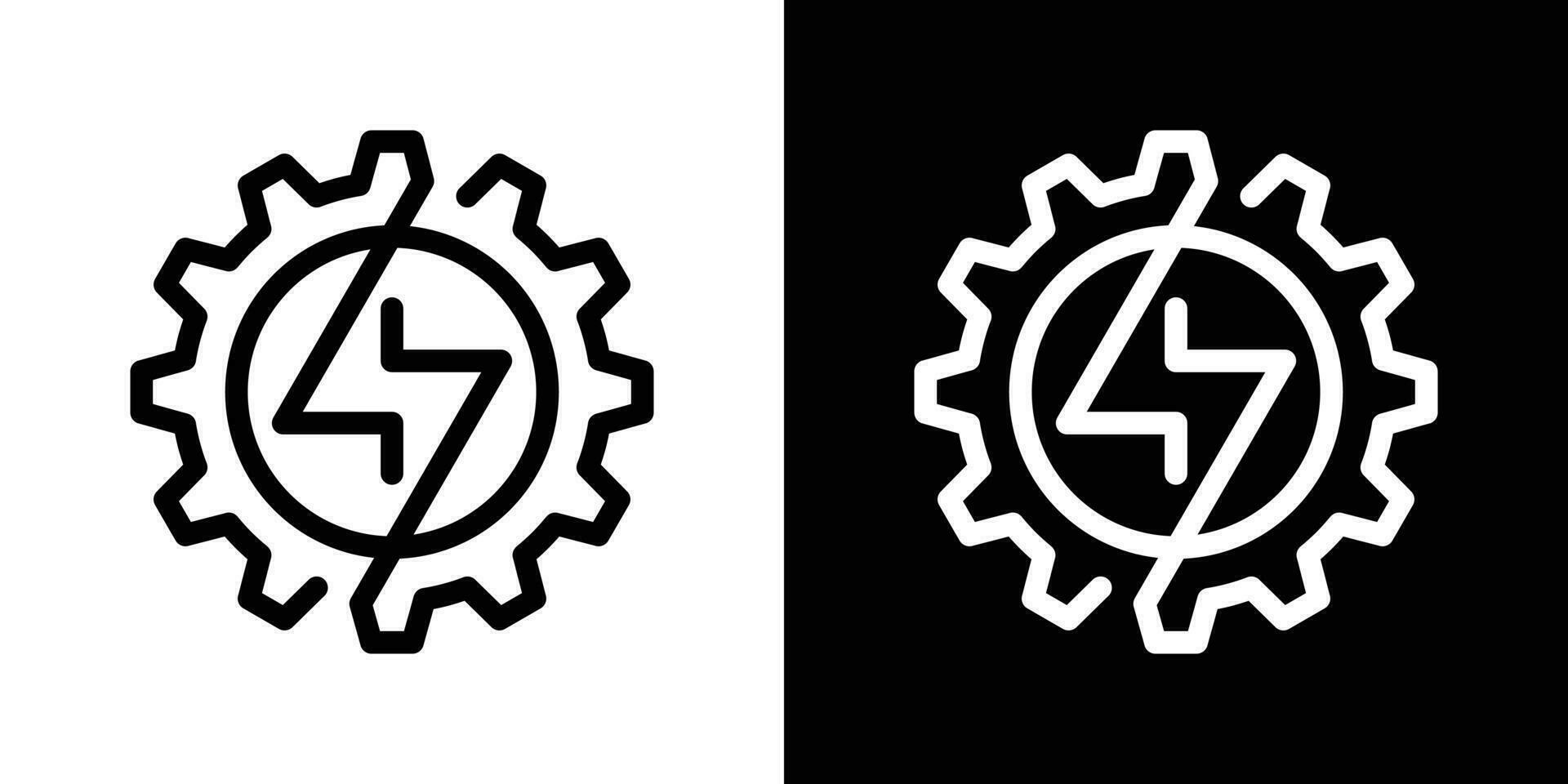 logo design gear and flash minimalist icon vector inspiration