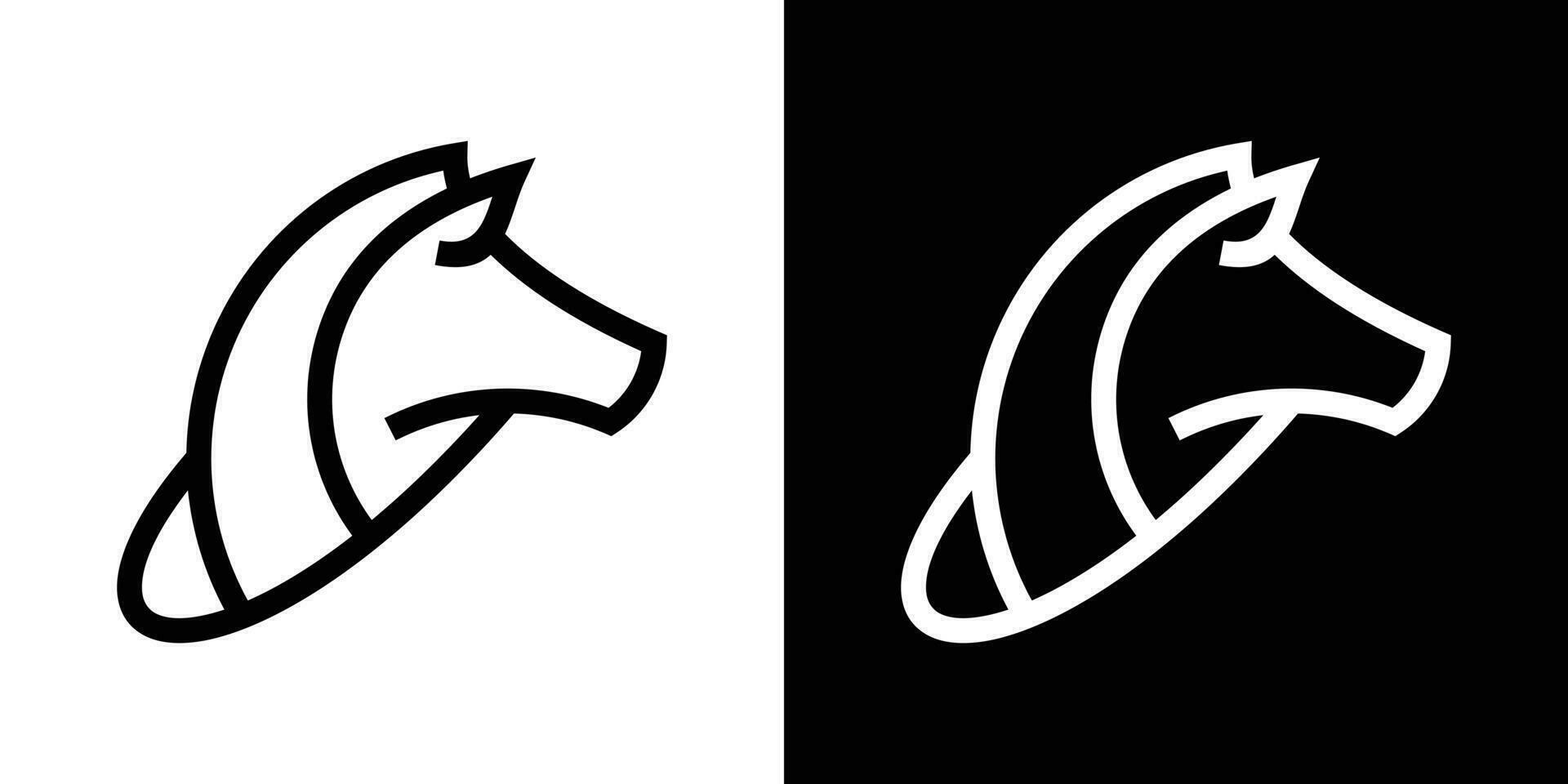 logo diseño minimalista caballo icono línea vector ilustración
