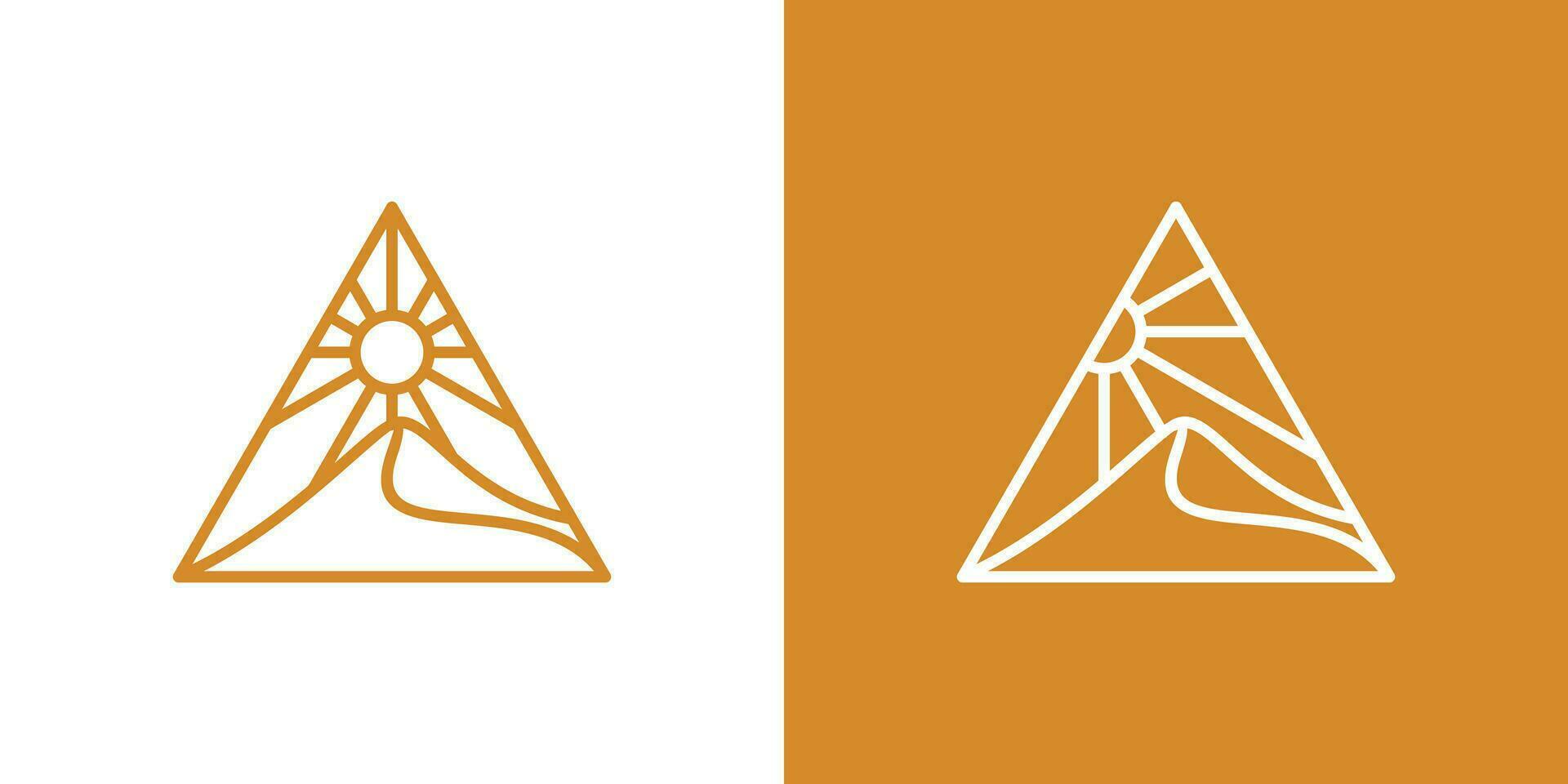 logo design desert in pyramid minimalist icon vector inspiration