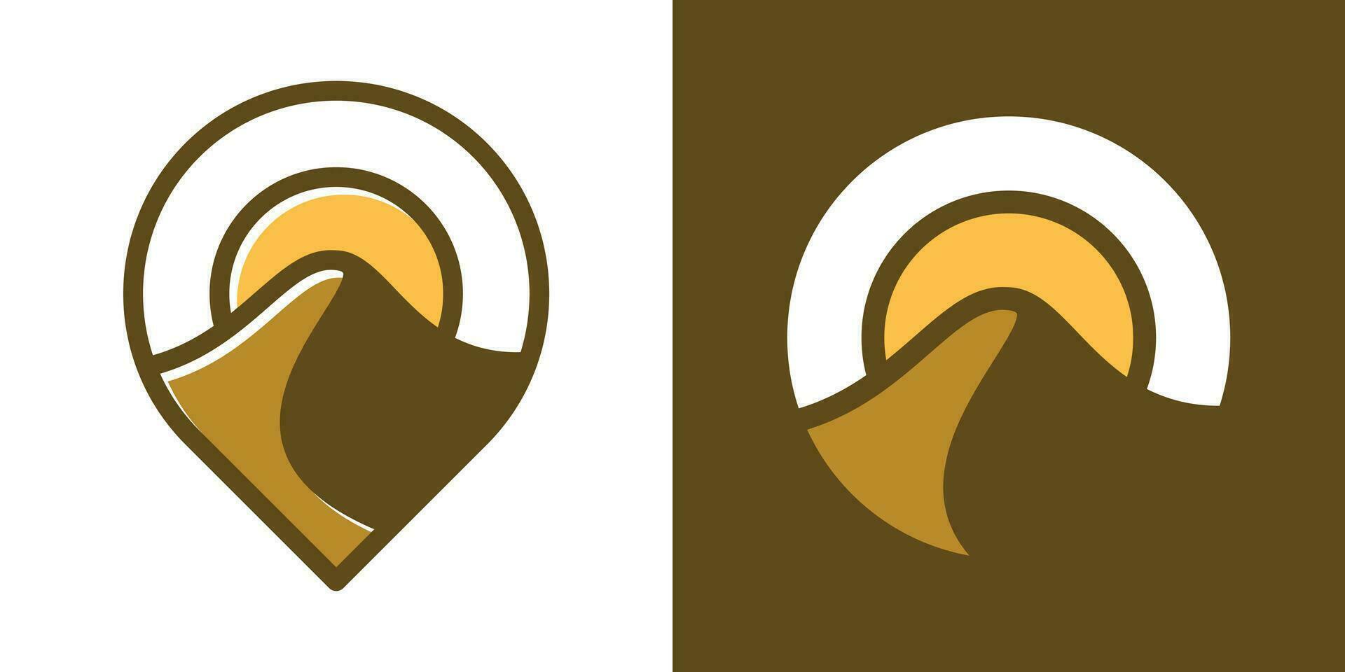 logo design desert and pin map icon vector illustration