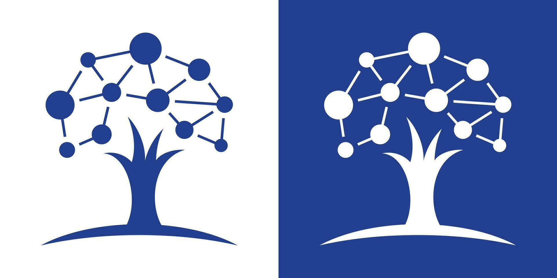 logo design tree technology modern design icon connection vector illustration
