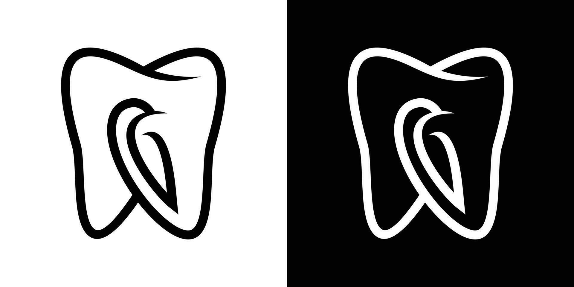 logo diseño dental y pájaro icono vector inspiración