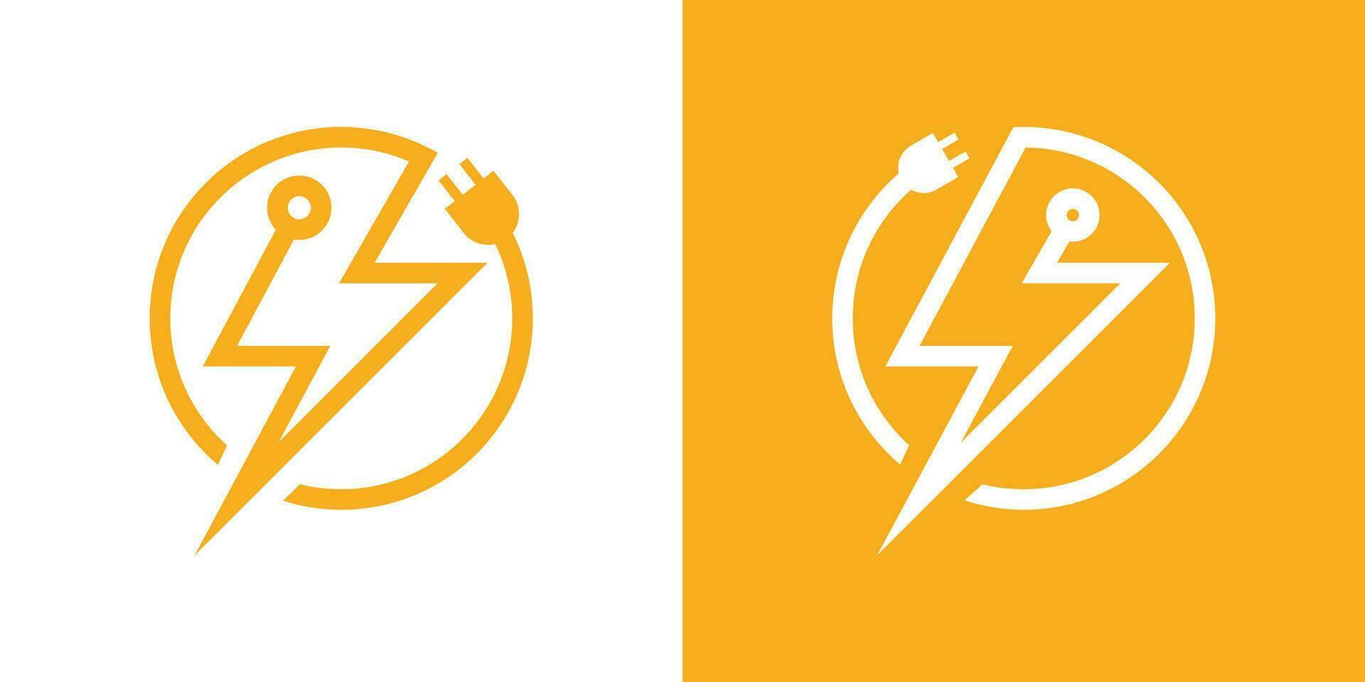 logo diseño destello y cable eléctrico icono vector ilustración