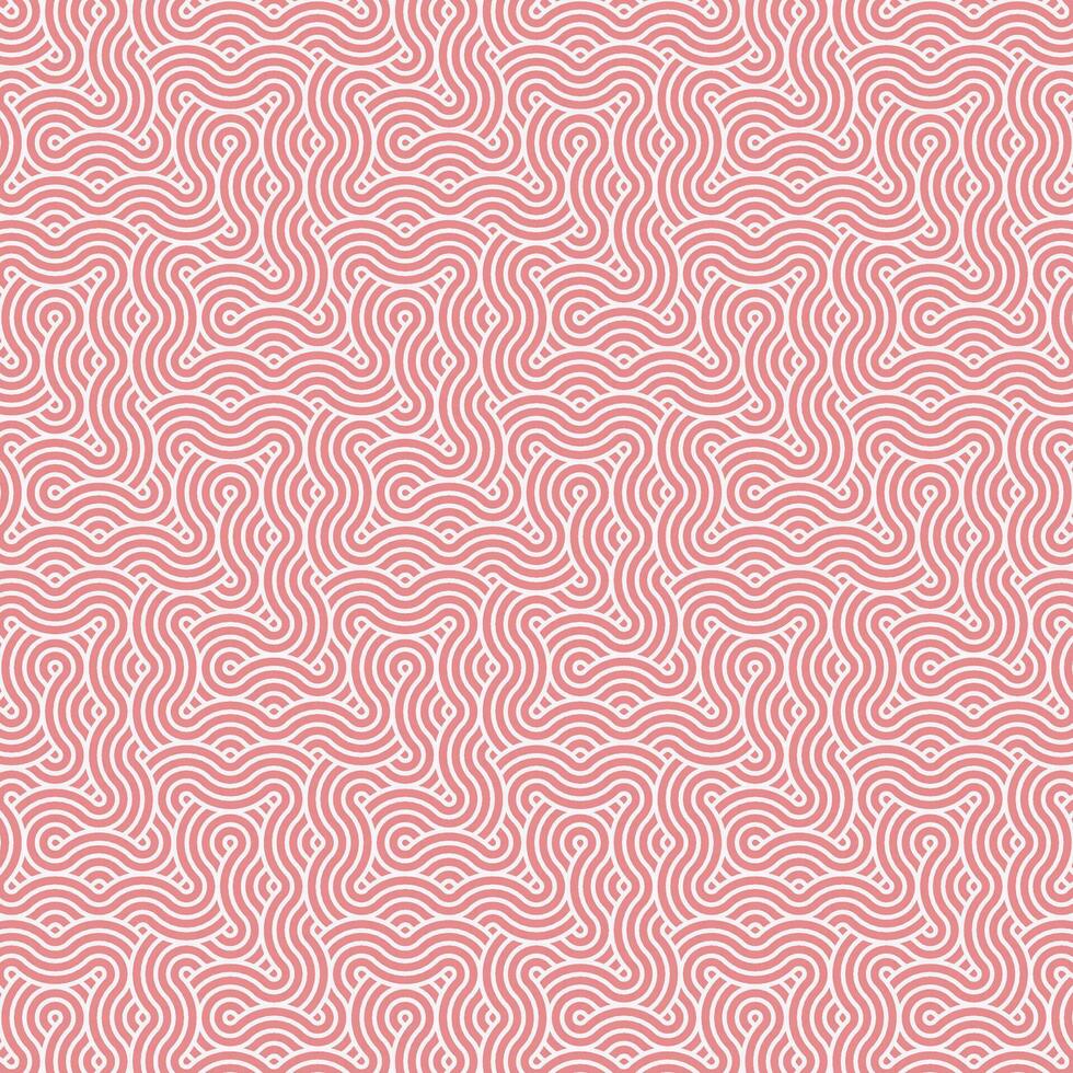 Abstract geometric pink japanese overlapping circles lines and waves pattern vector