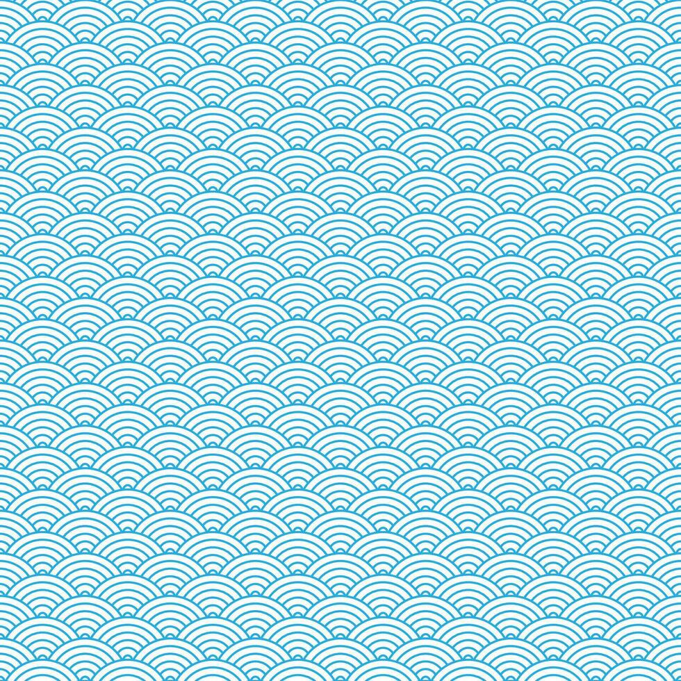 Blue and white seamless geometric japanese waves pattern Seigaiha-mon vector