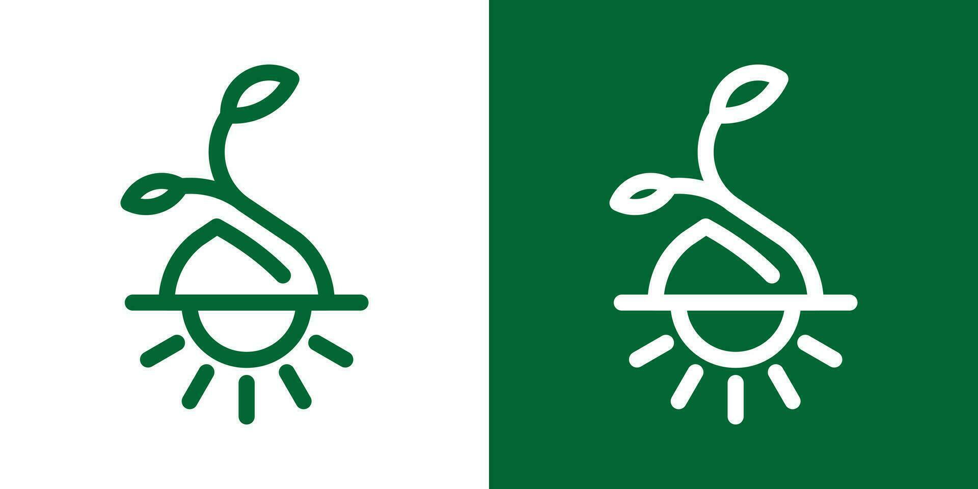 logo leaf and light icon vector minimalist