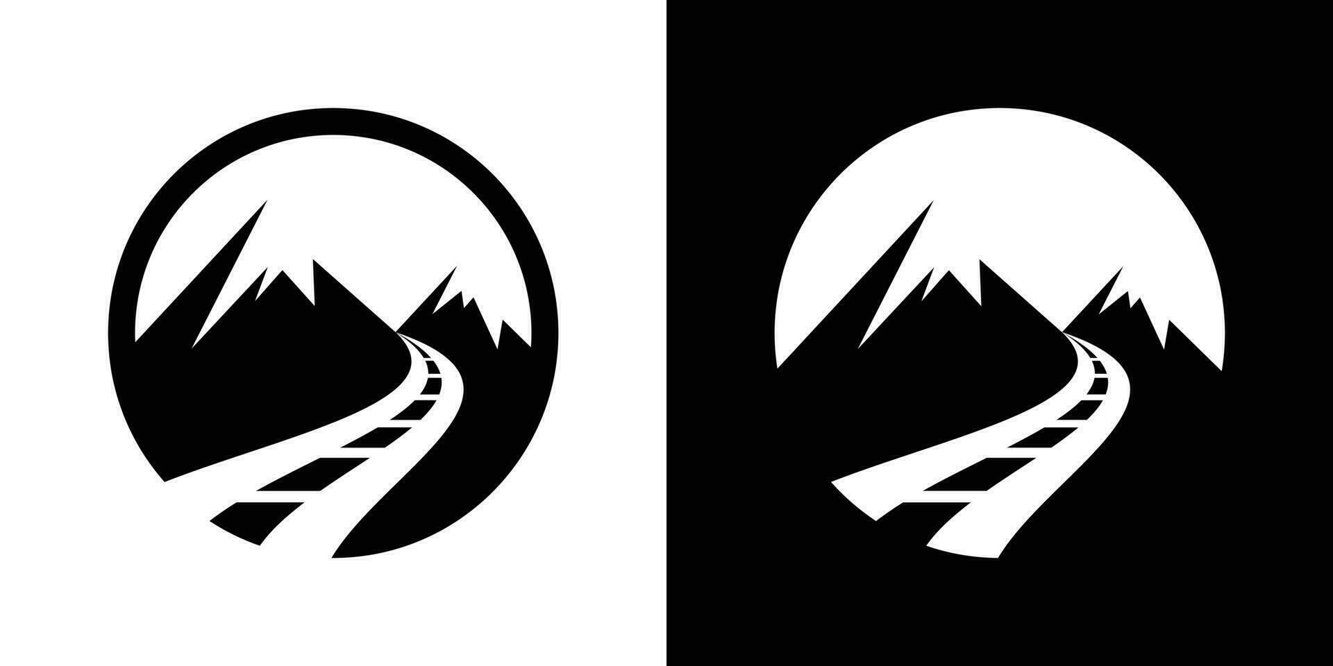 logo design road mountain icon vector illustration