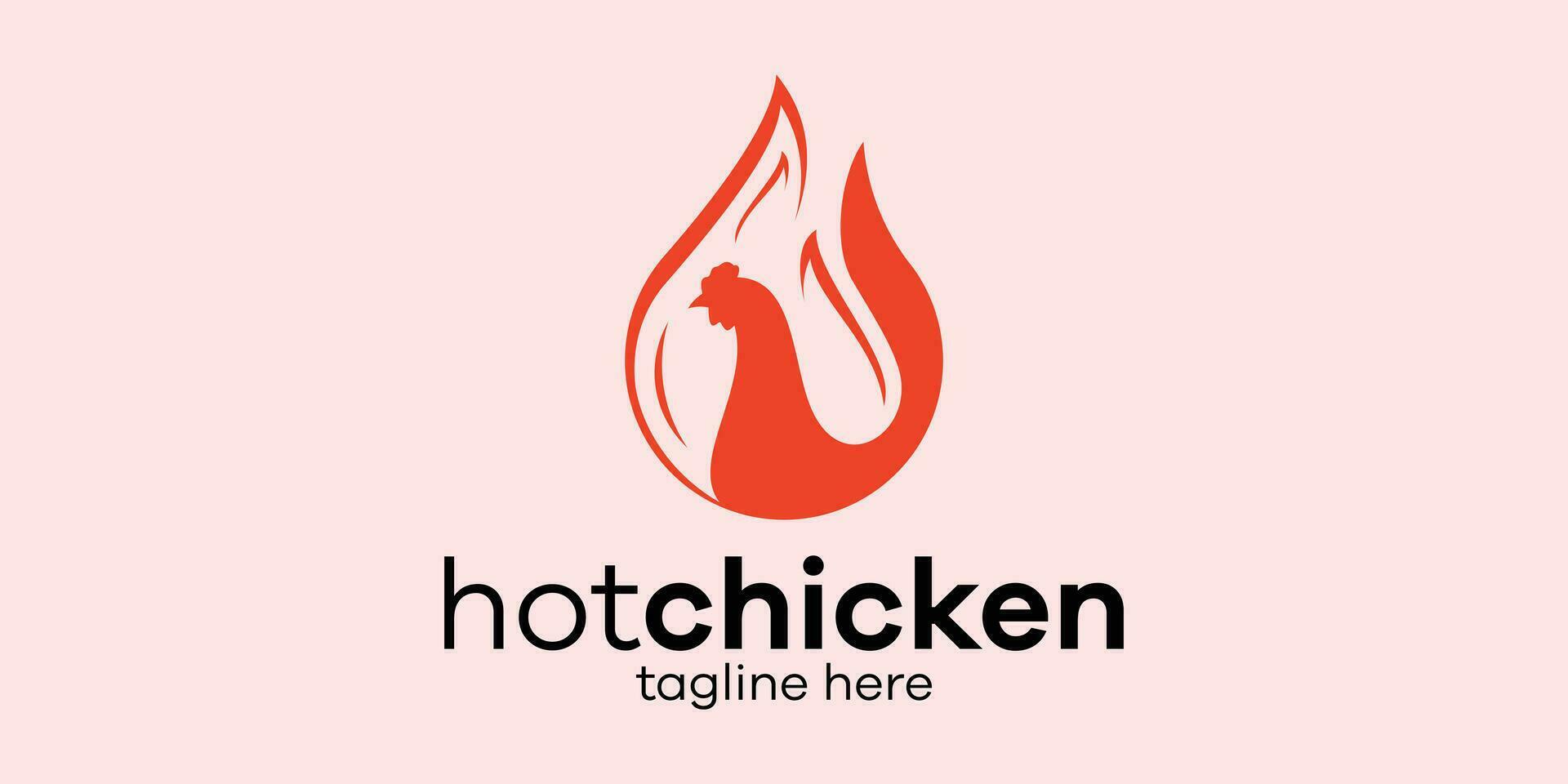 logo design chicken and fire icon vector inspiration