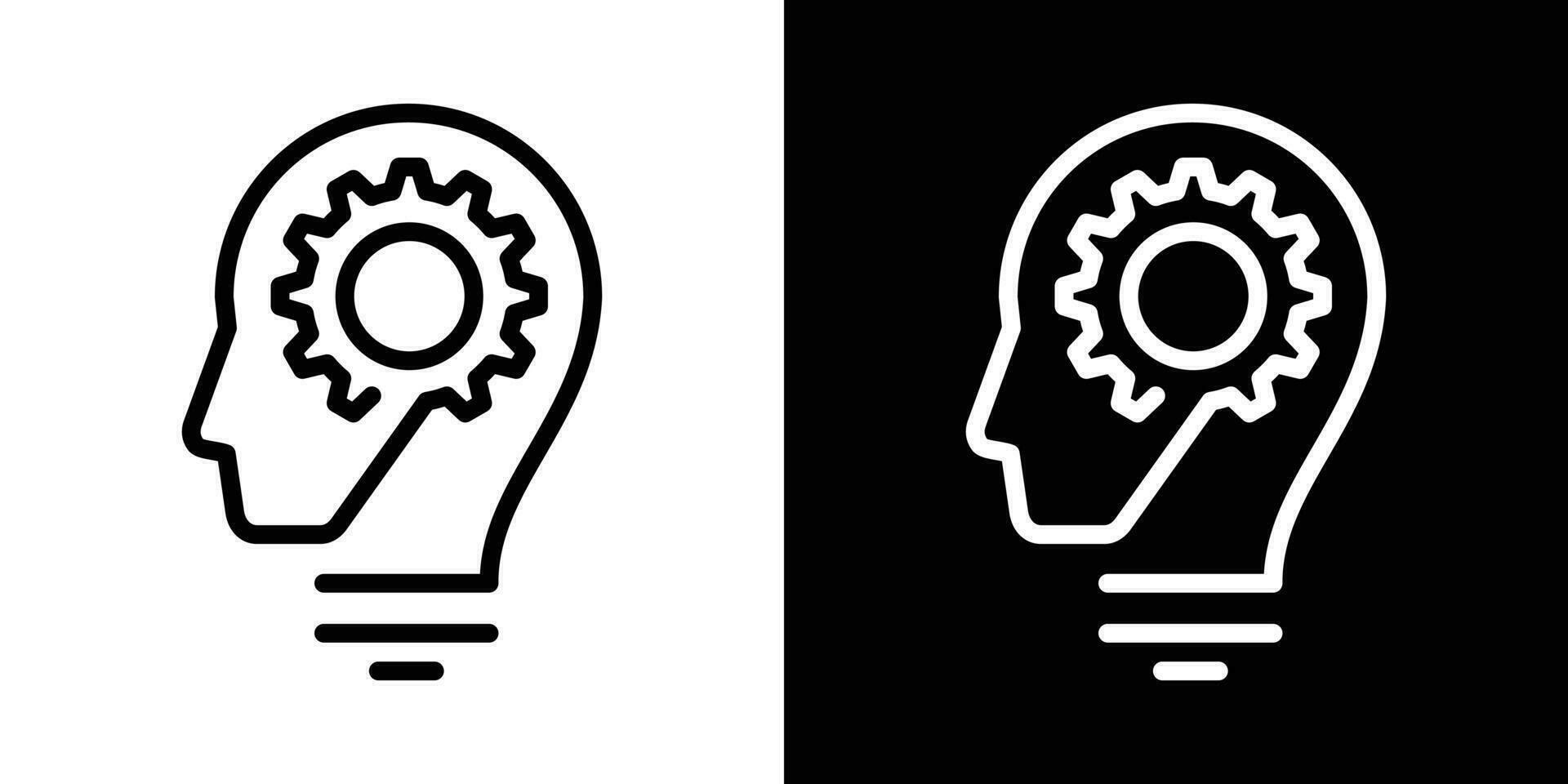 logo design head with gear in lamp minimalist icon vector inspiration