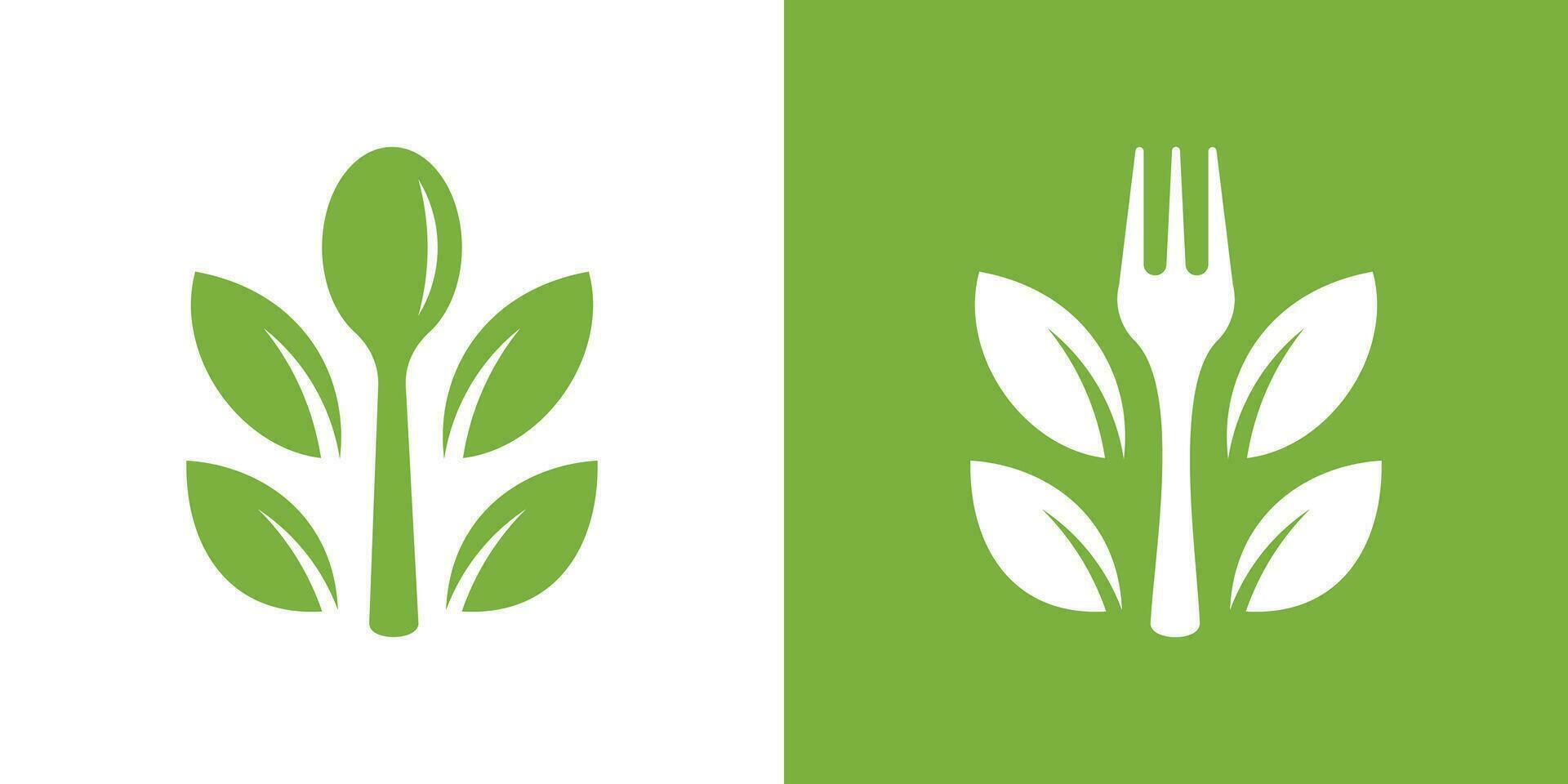 logo diseño restaurante orgánico comida icono vector inspiración