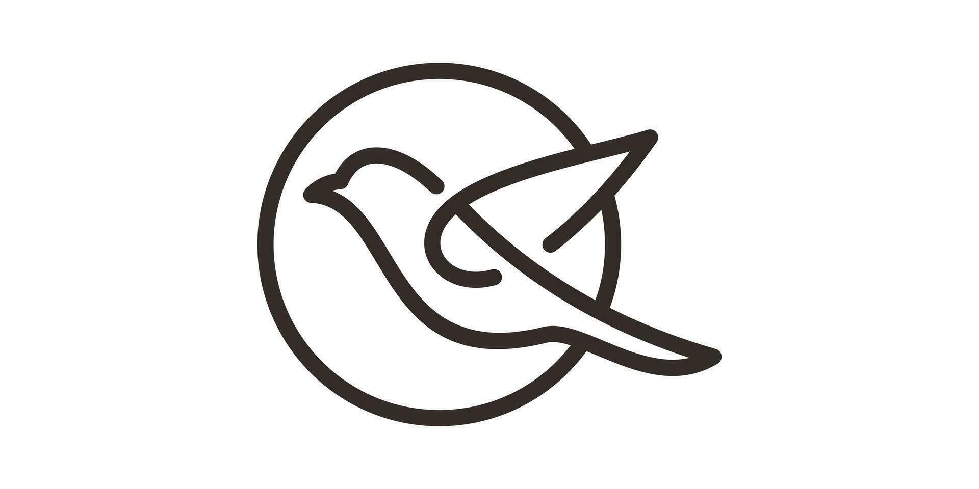 logo design minimalist line bird in circle icon vector inspiration