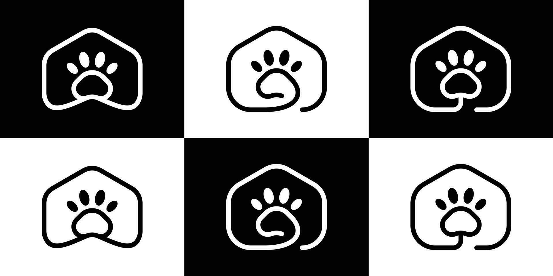 logo diseño pata animal mascota y hogar minimalista icono vector ilustración