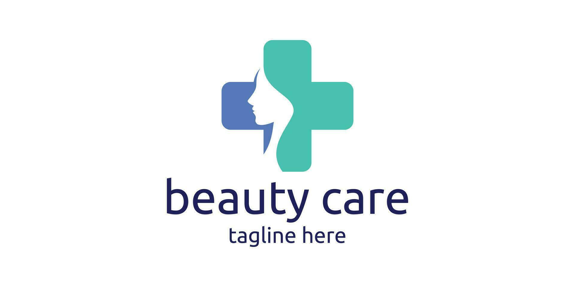 logo design combination of plus shape with face, beauty care logo. vector