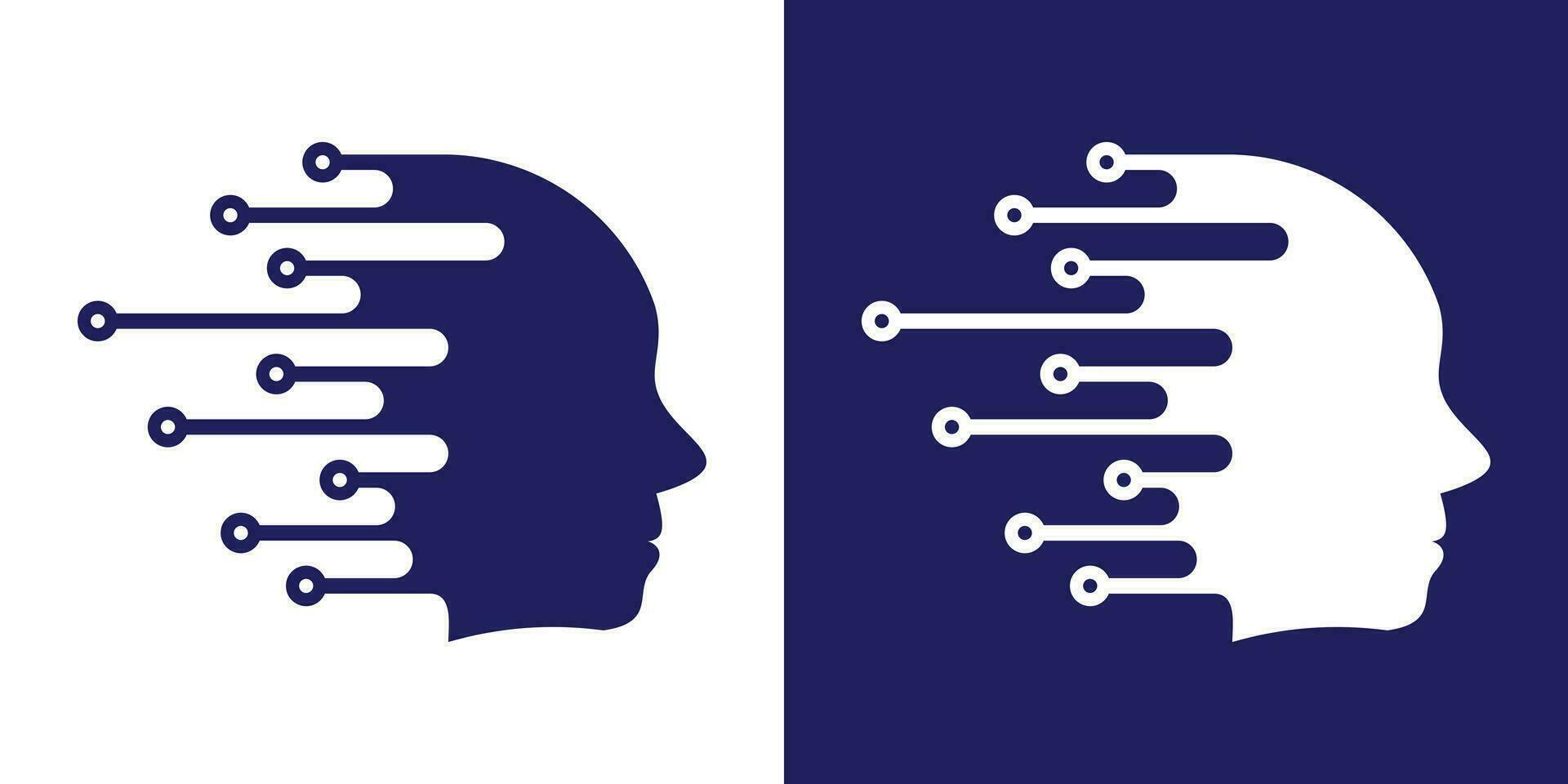 technology intelligence logo design, head and elements of technology icon vector illustration
