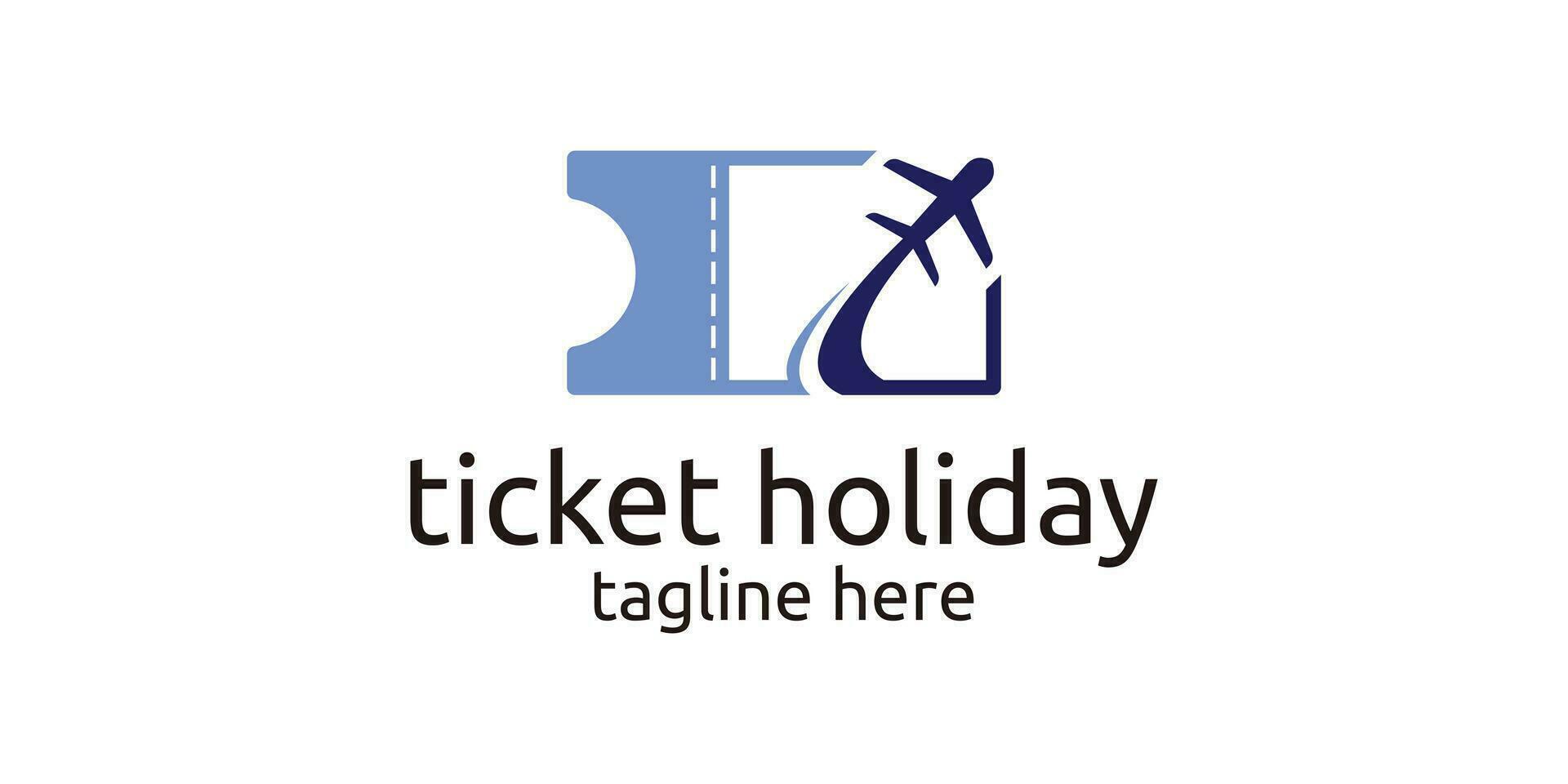 logo design combining the shape of a holiday ticket using a plane. vector