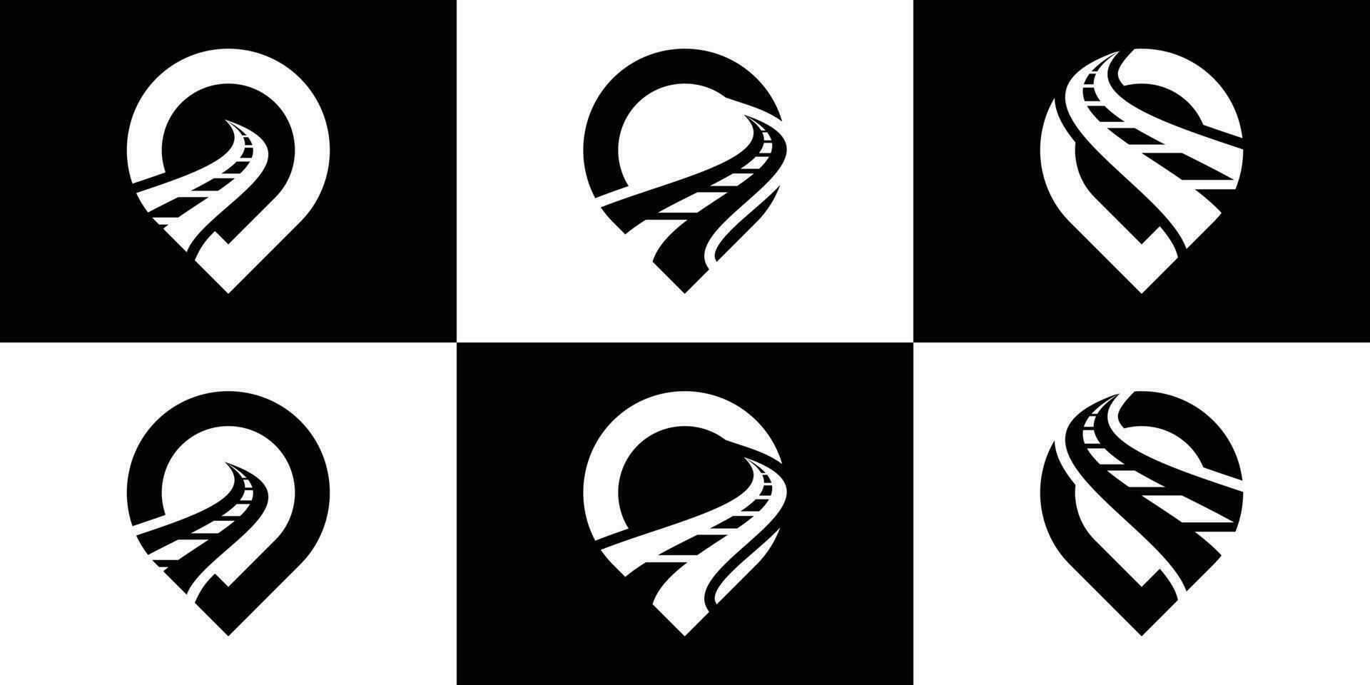 road map logo design,location points and route map icon vector illustration