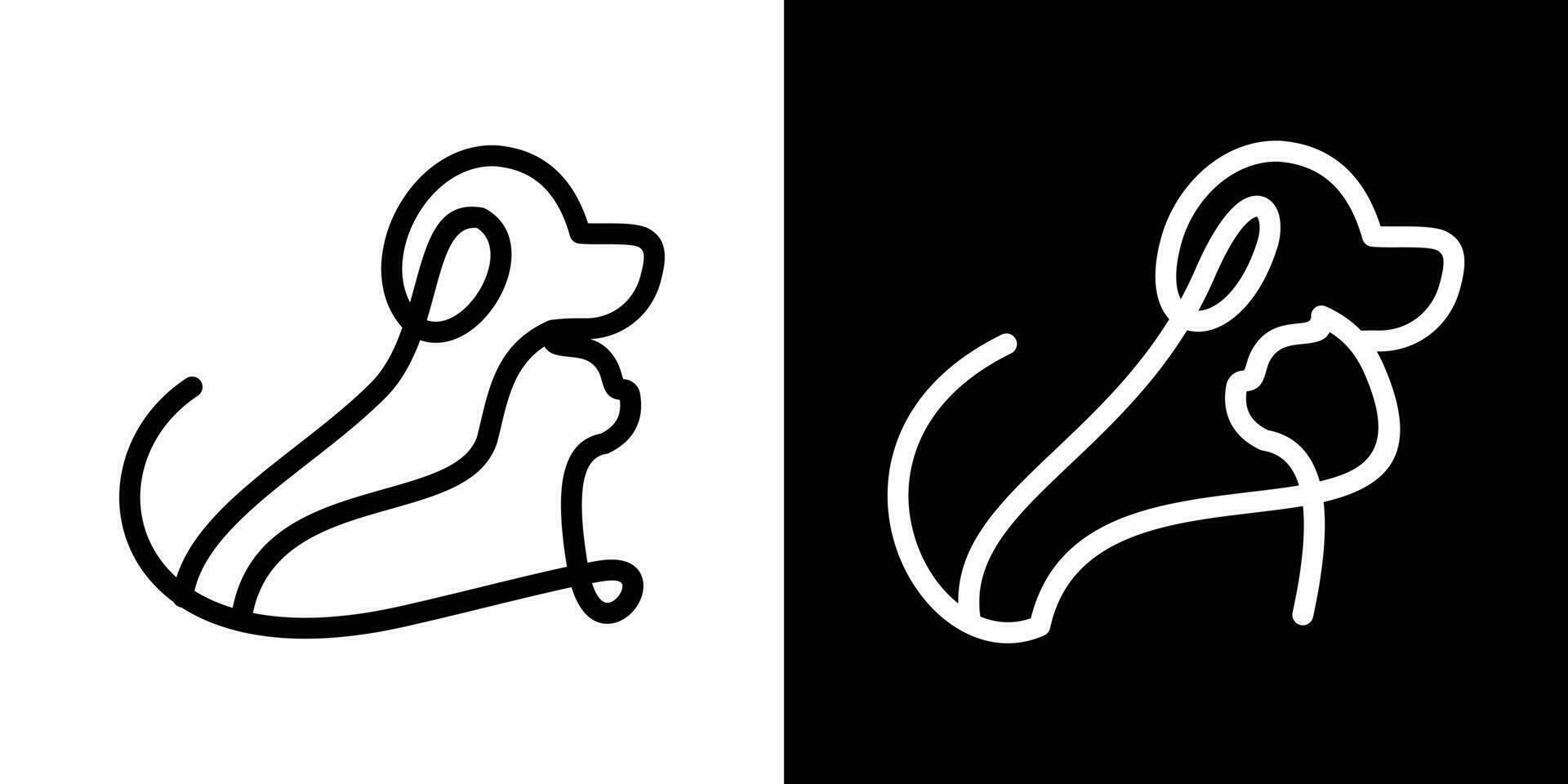 animal logo línea perro y gato diseño icono vector ilustración