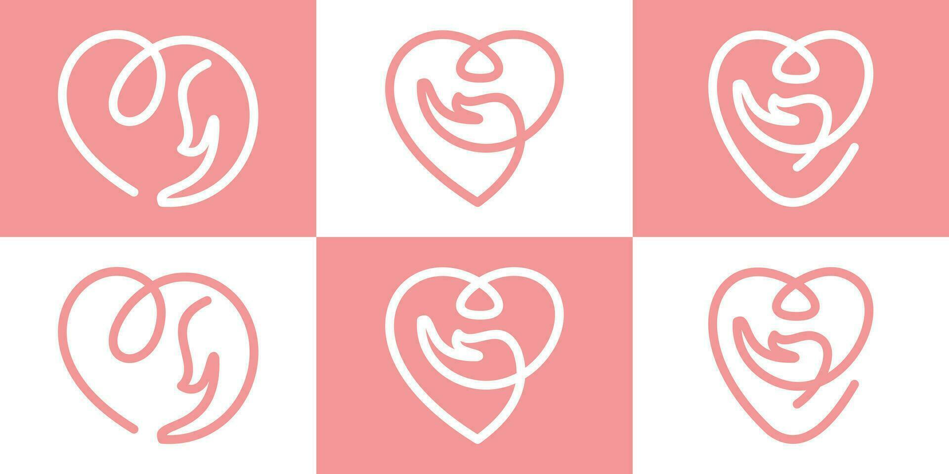 logo diseño minimalista línea mano y corazón icono vector ilustración