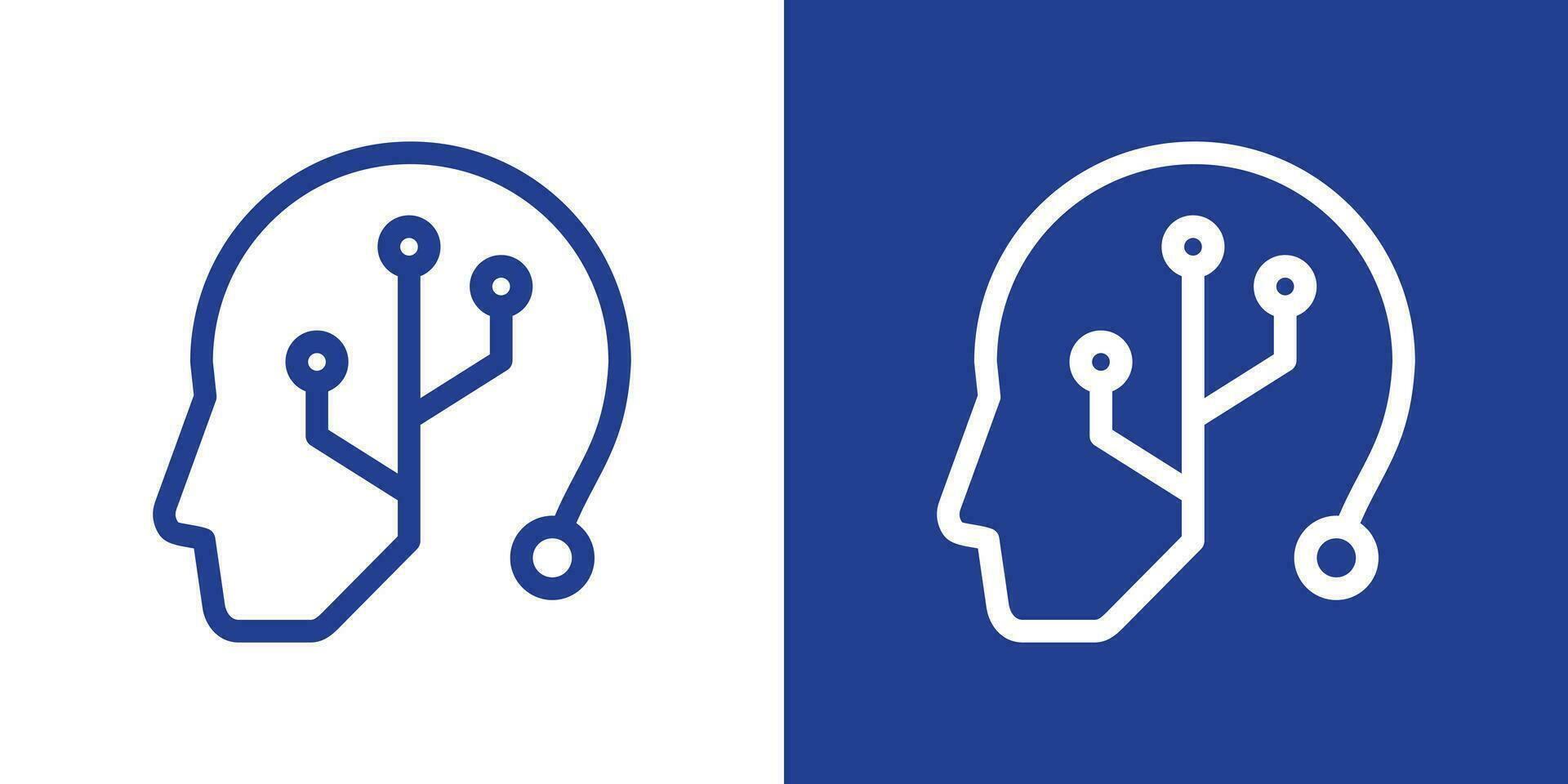 logo design head brain tech data icon vector inspiration