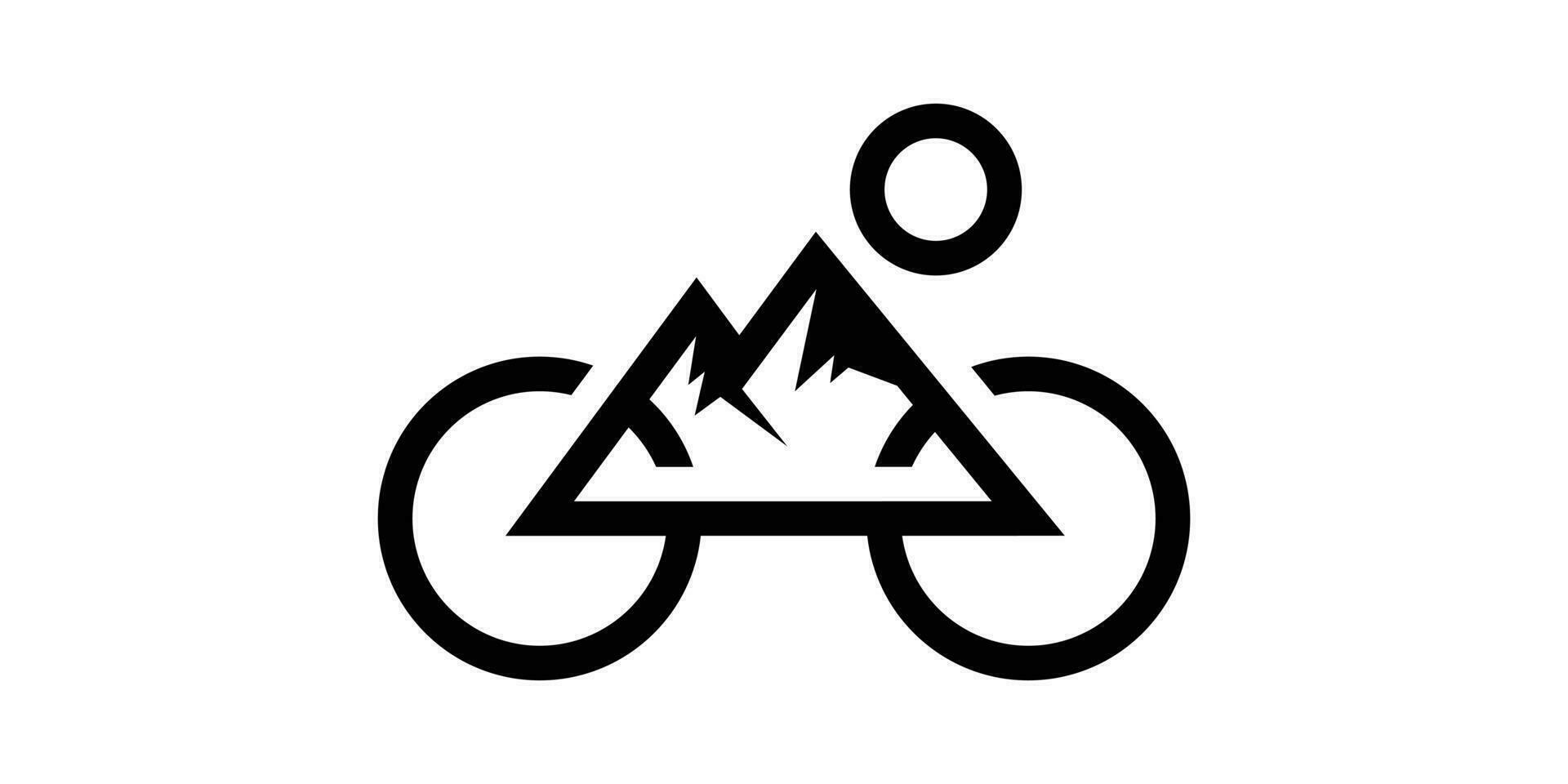 logo design bike and mountain icon vector illustration