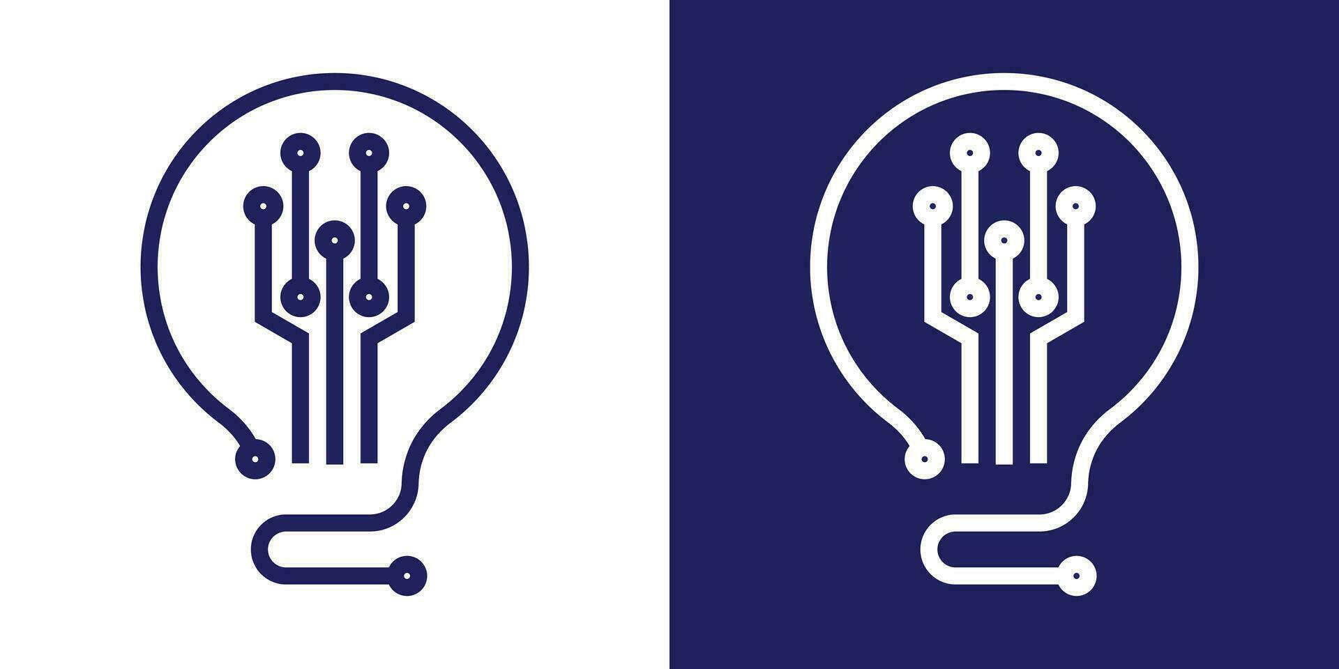 logo design bulb tech icon vector minimalist illustration