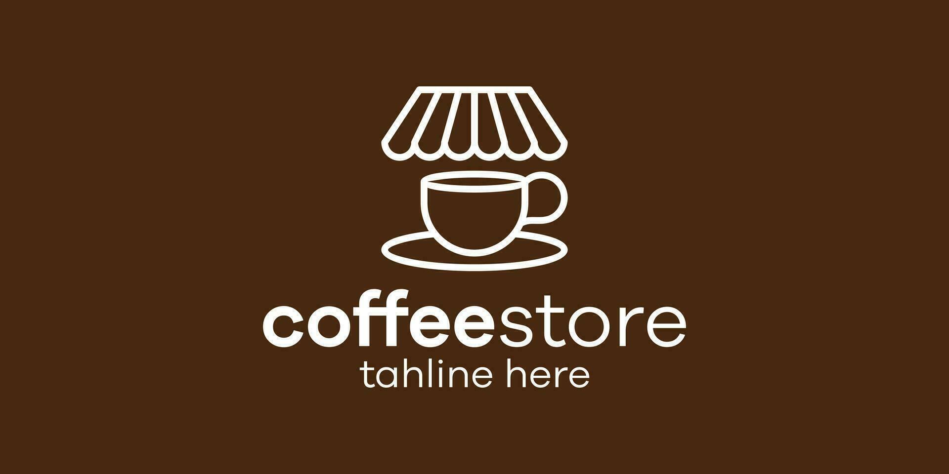 logo diseño Tienda y taza café icono vector minimalista