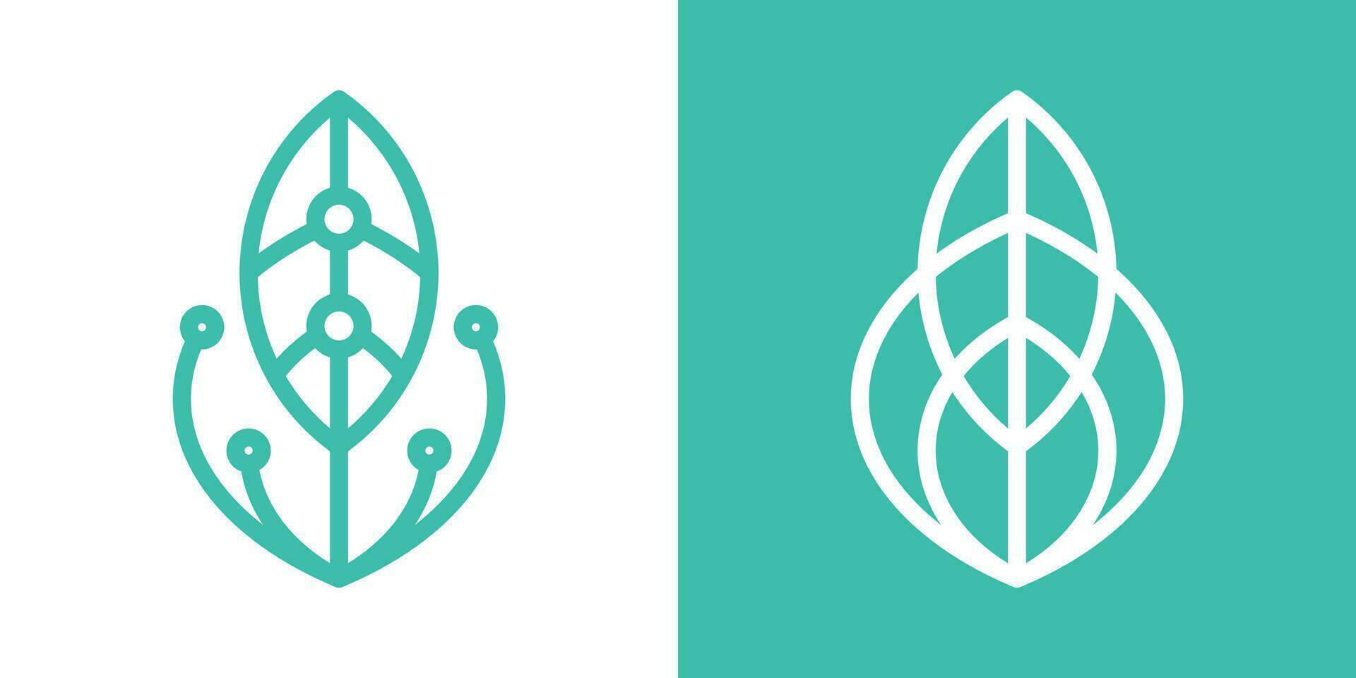logo design leaf tech icon vector inspiration