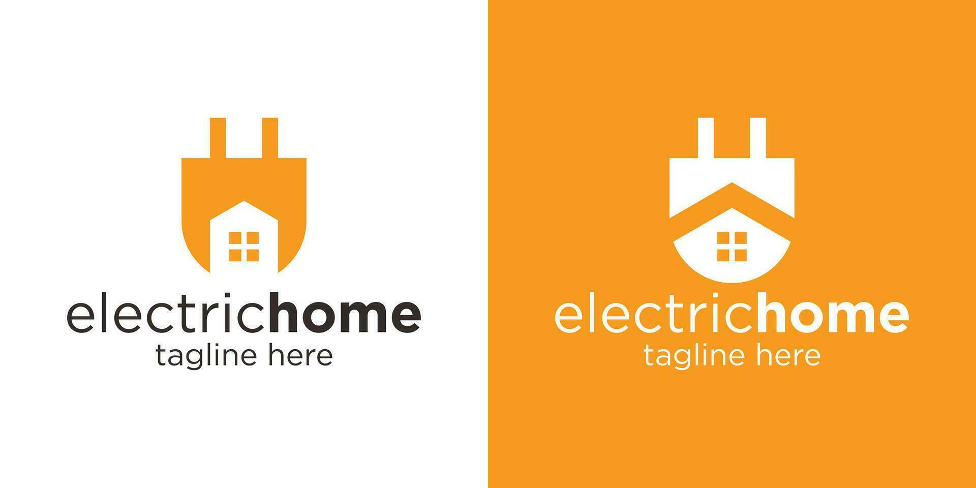 logo design home and plug in electrical icon vector inspiration