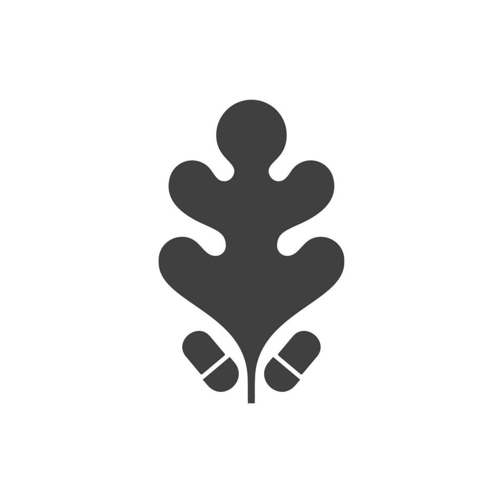 oak leaf with acorns icon, vector illustration, flat design, isolated on white background