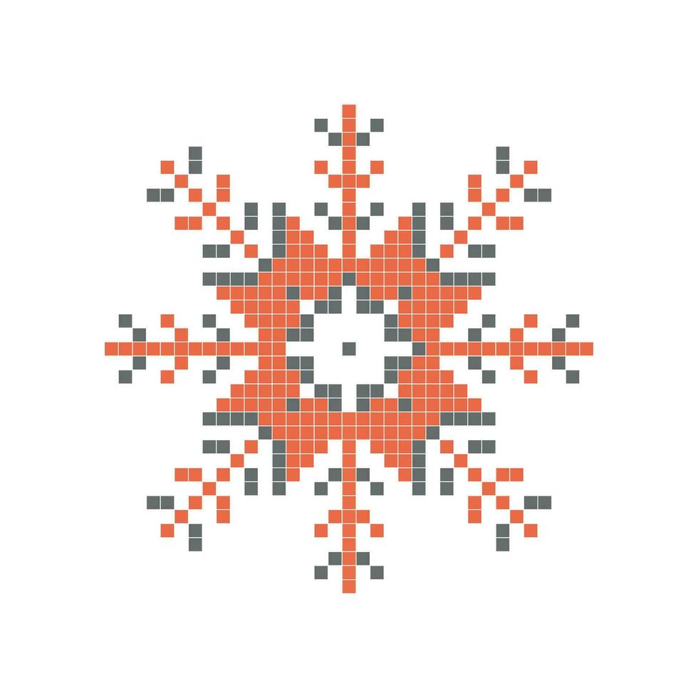 Snowflake design in pixel style vector