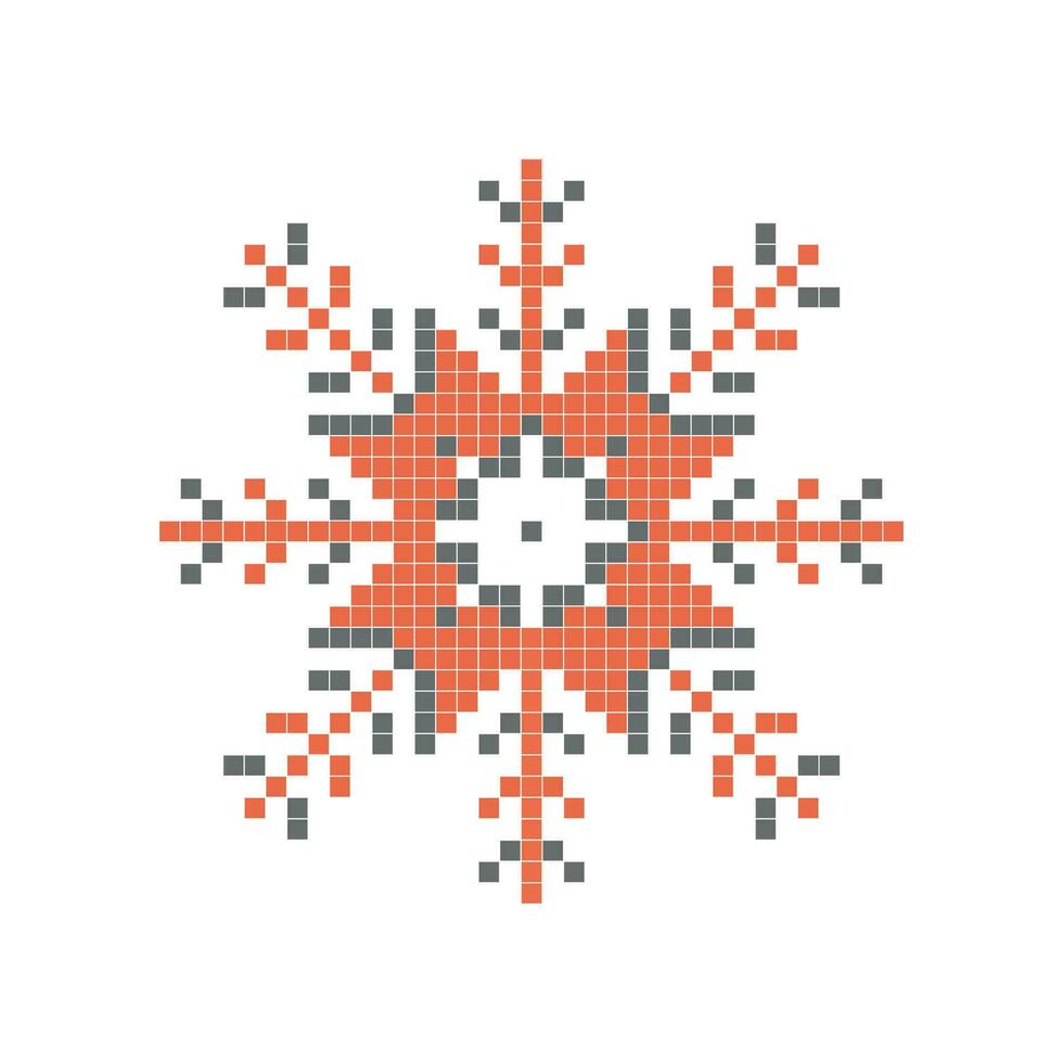 Snowflake design in pixel style vector