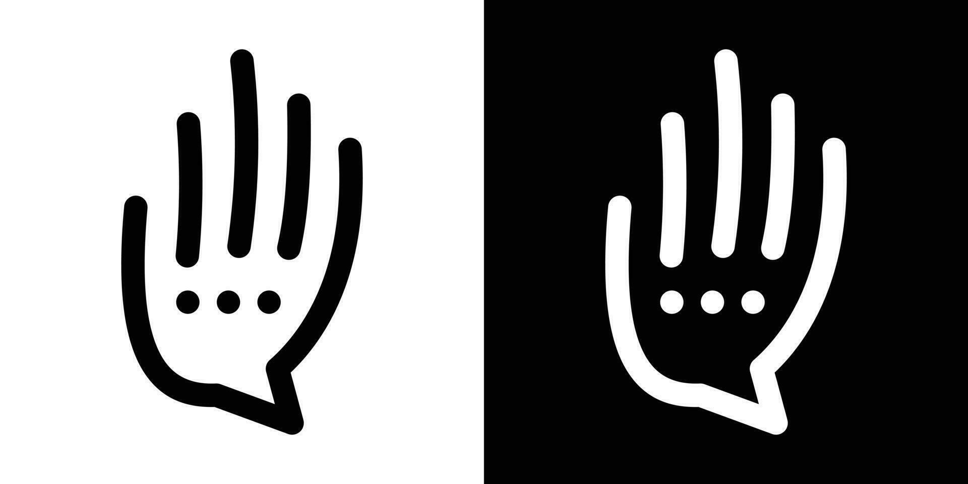 logo design hand and chat icon minimalist line vector illustration