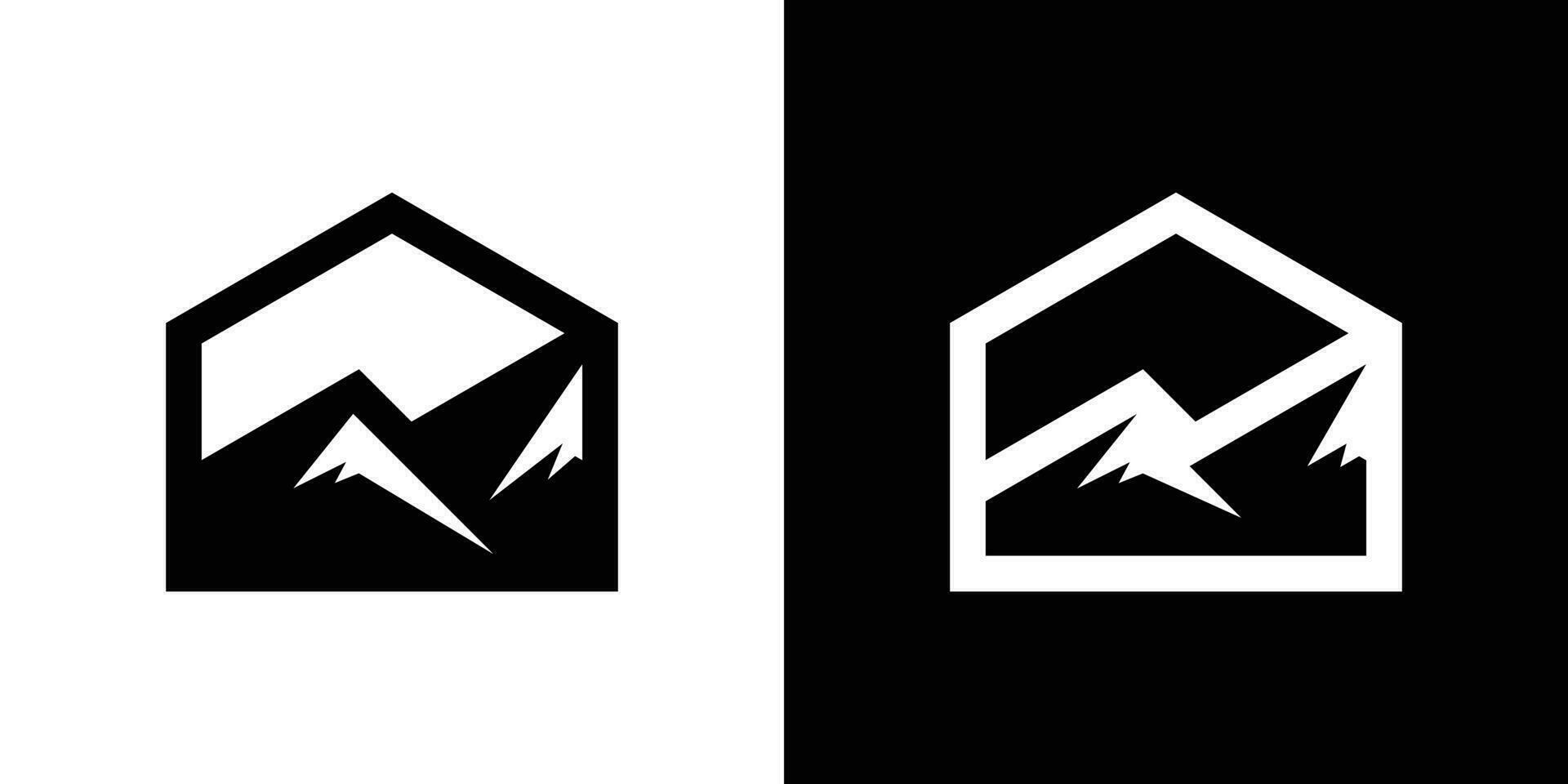 logo design mountain and home icon vector illustration