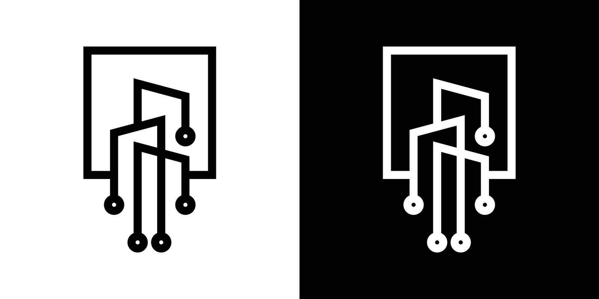logo design tech building icon vector illustration