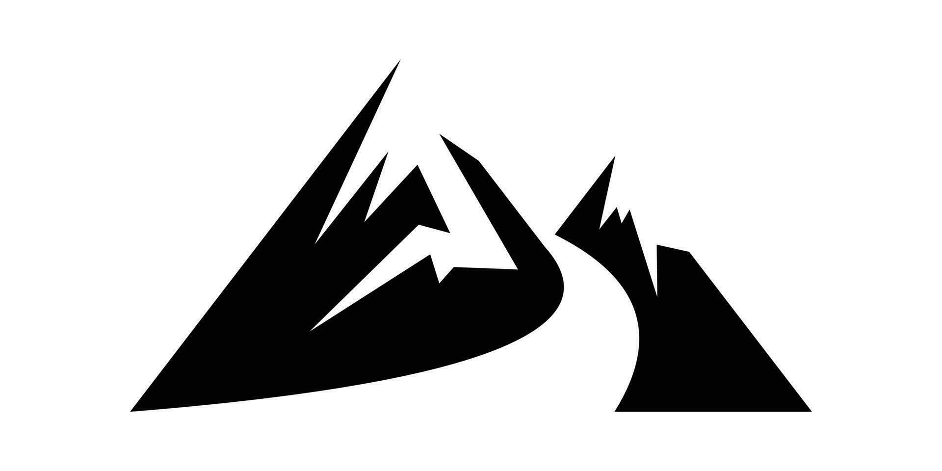 logo diseño montaña y la carretera icono vector ilustración sencillo