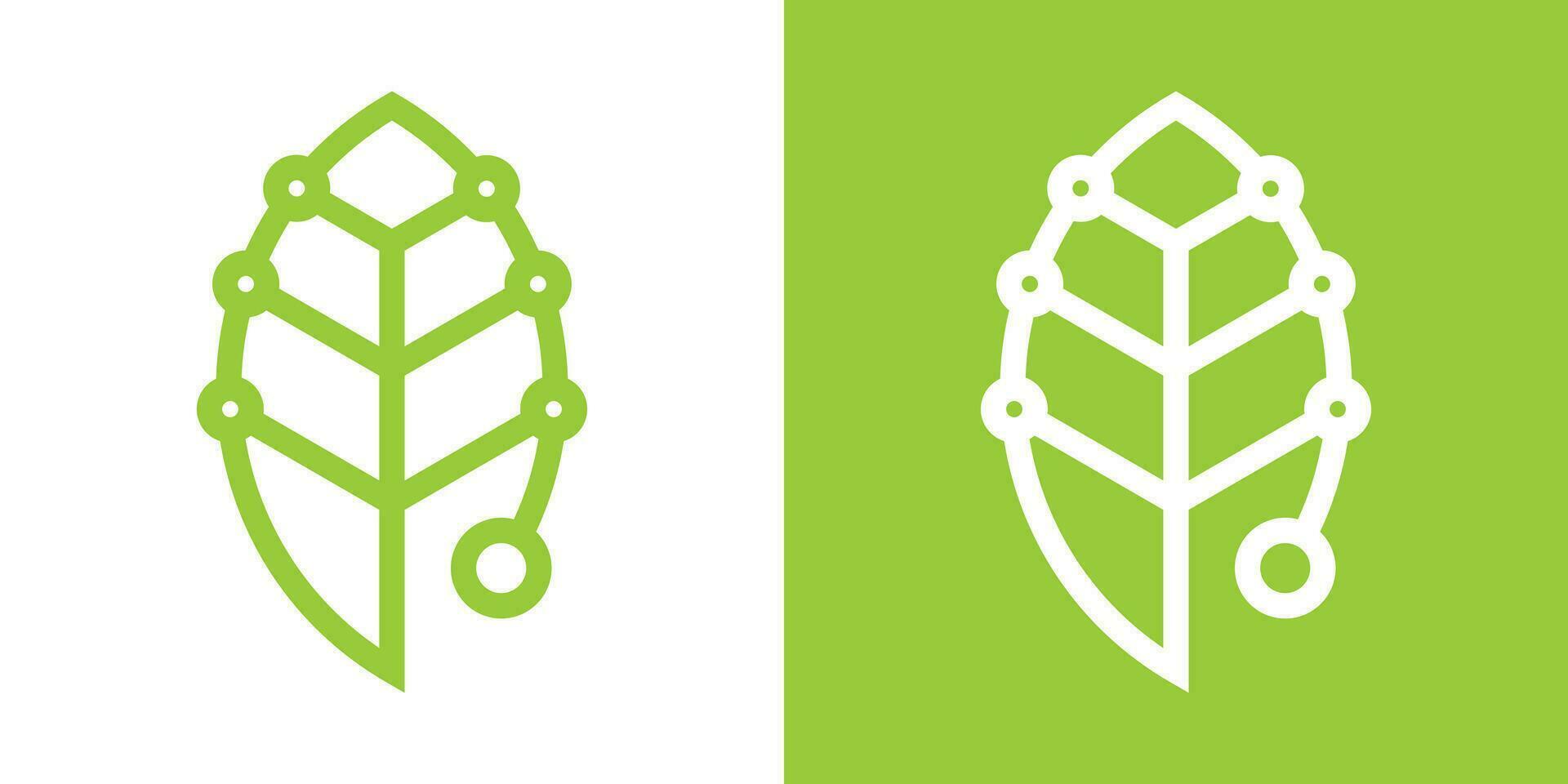logo design leaf technology icon vector illustration