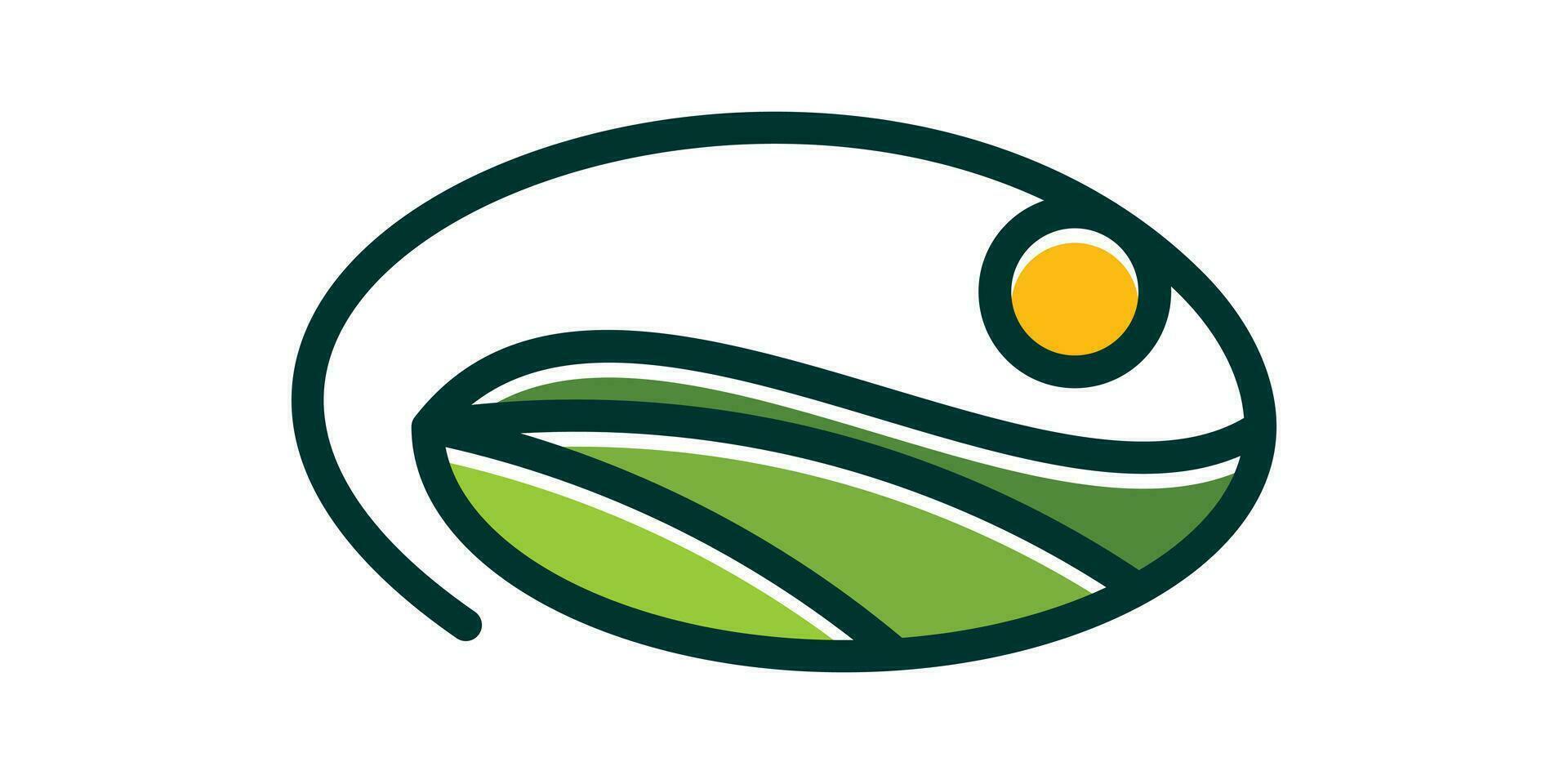 logo design leaf and farm icon vector line illustration