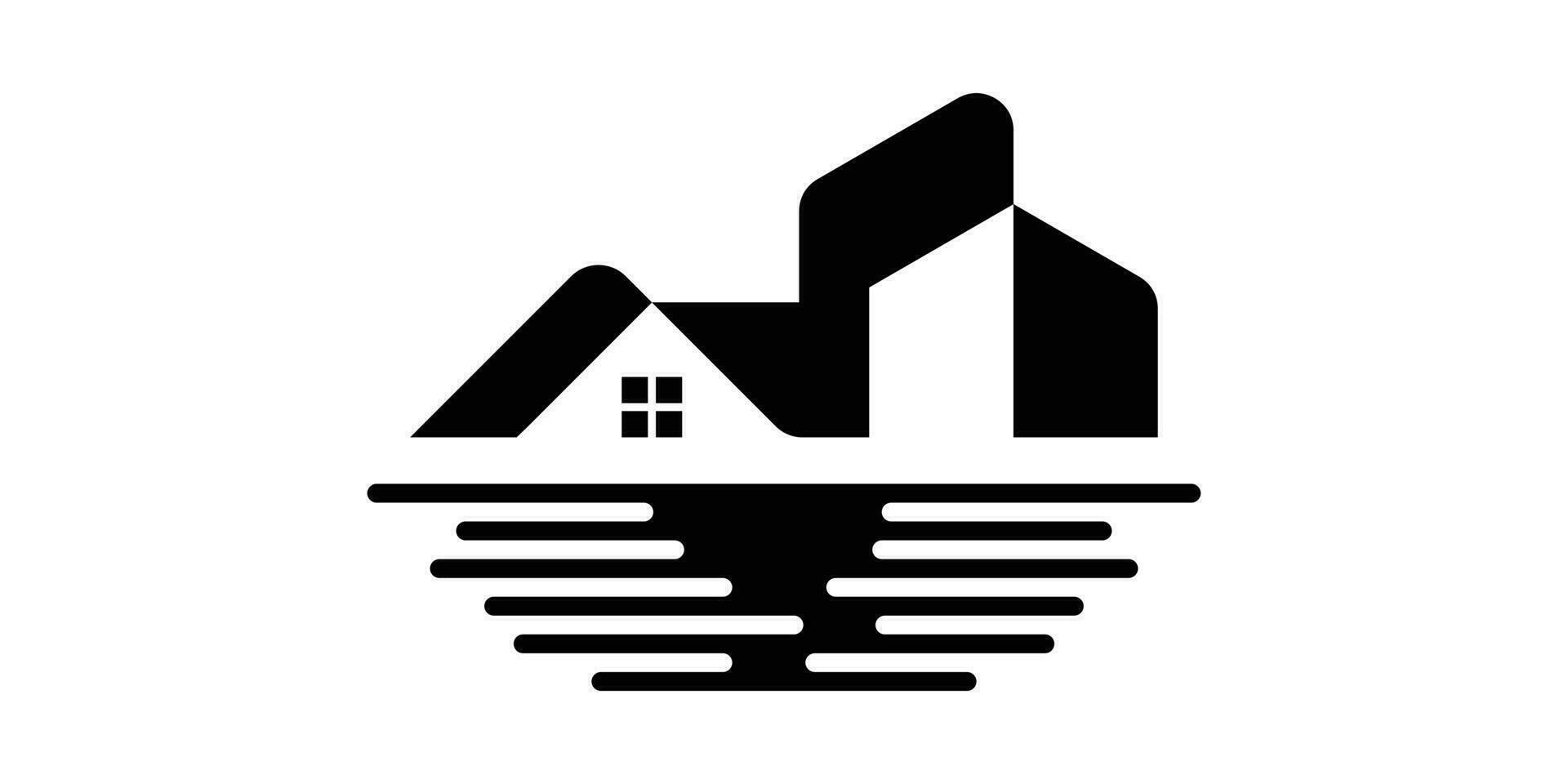 lujo edificio logo diseño por el playa icono vector ilustración