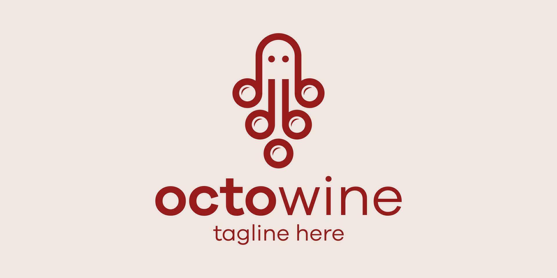 logo design grape and octopus icon vector inspiration