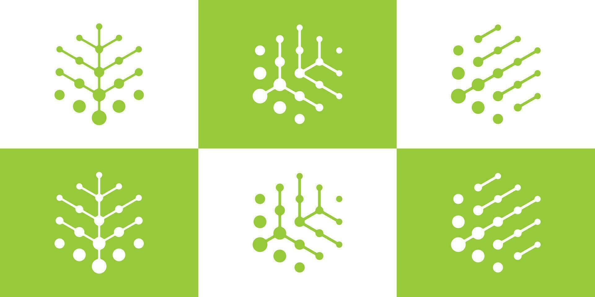 logo design tree tech icon hexagon vector inspiration