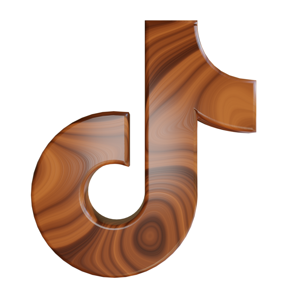 Social media wood texture 3d render icon with transparent background png
