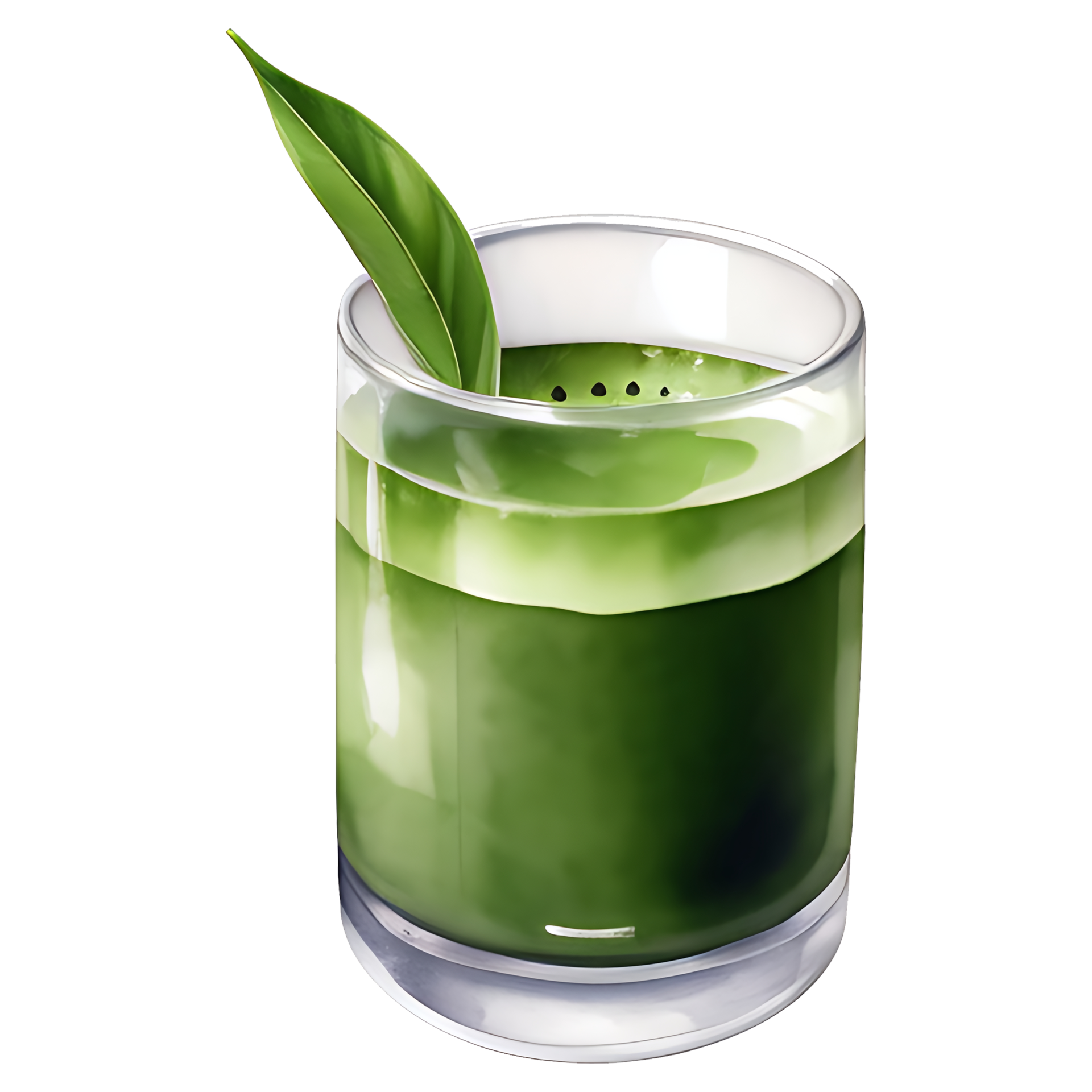 AI generated Matcha green tea leaf, PNG file, green juice in a glass