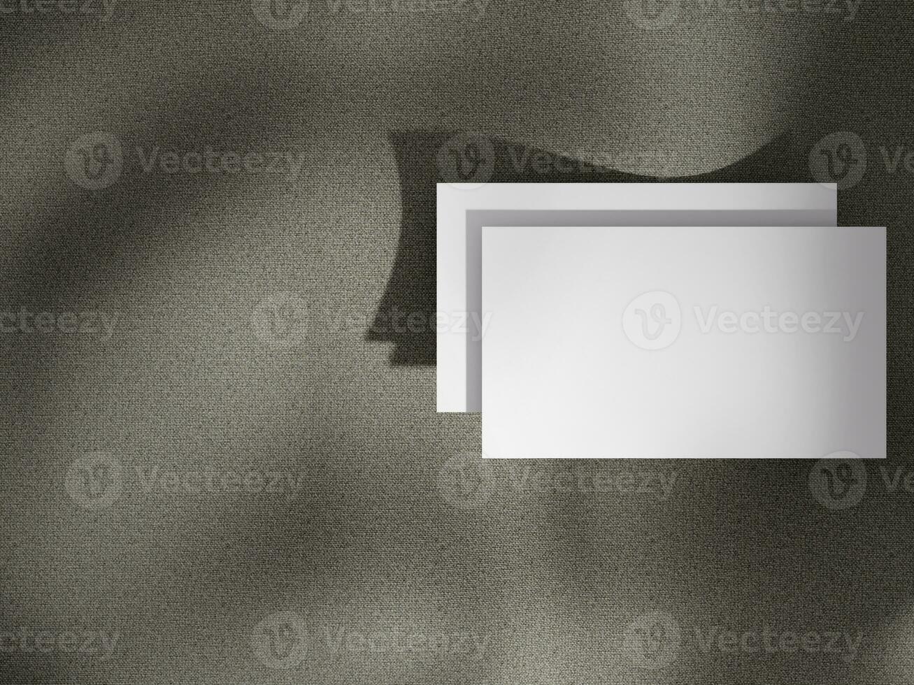 Top view business card mockup with natural shadow light photo