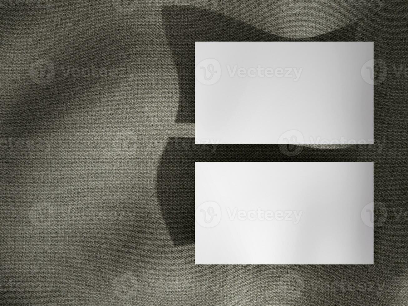 Top view business card mockup with natural shadow light photo