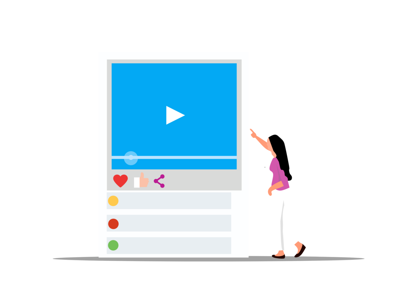 A Woman Is Pointing At A Video Player On A Screen 35281289 PNG a-woman-is-pointing-at-a-video-player-on-a-screen-35281289-png
