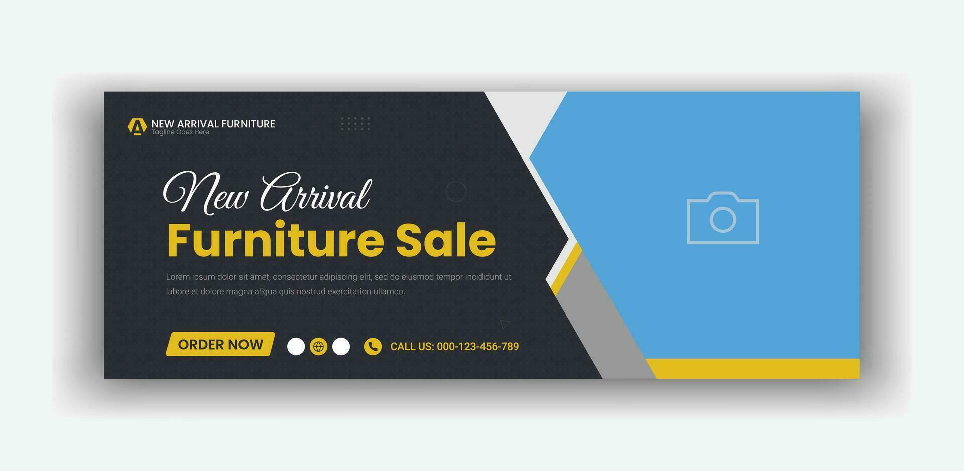 Modern Furniture sale social media post and cover banner design templates vector