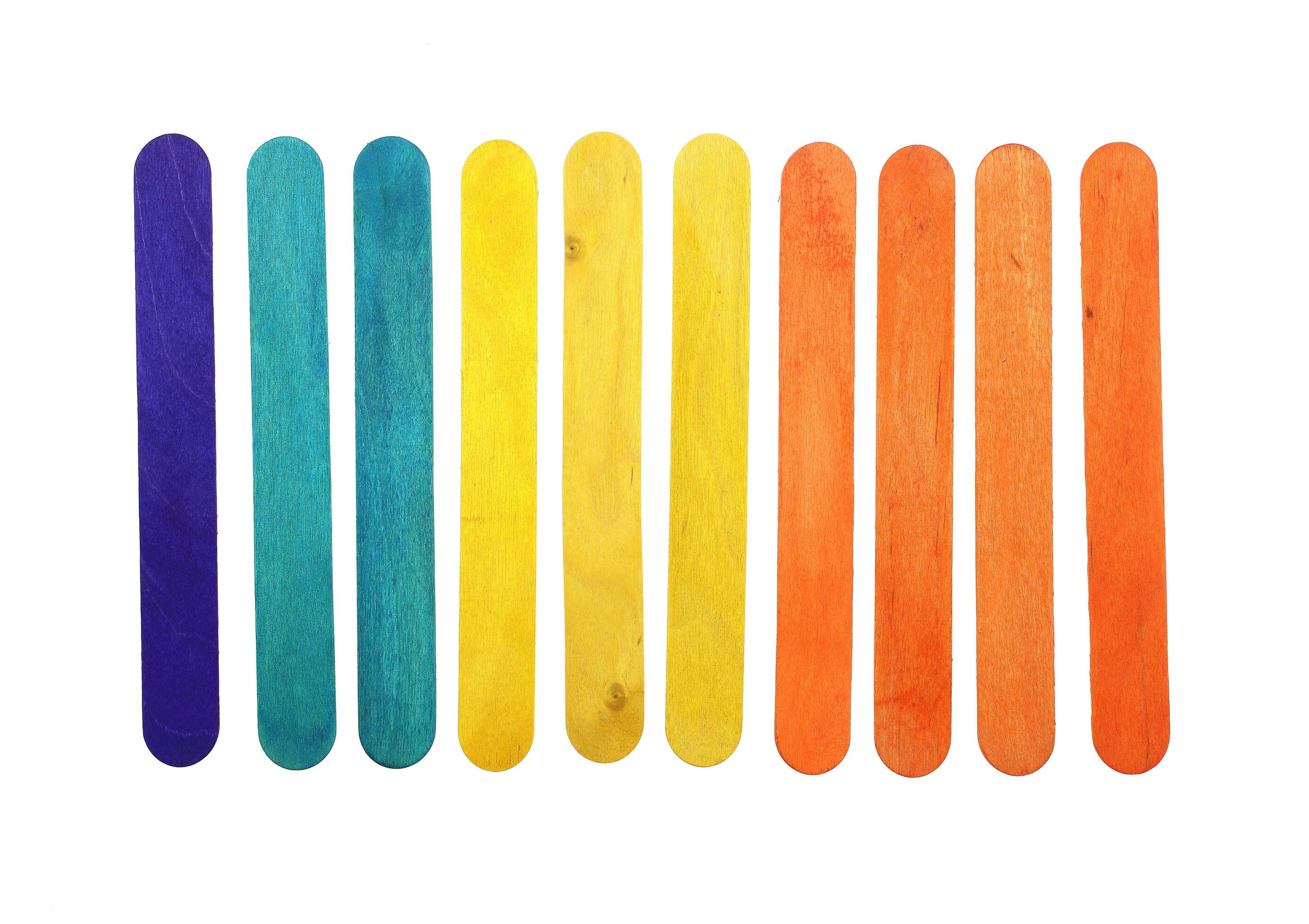 Colorful wood ice lolly sticks, Ice cream sticks, isolated on white