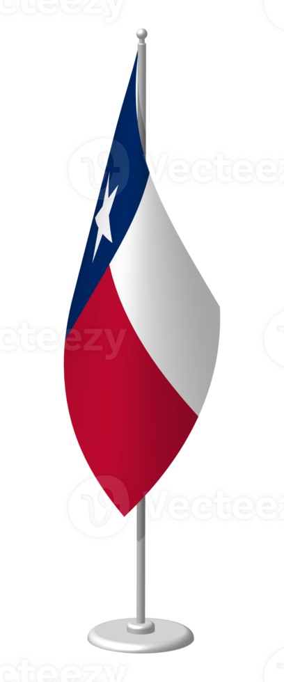 flag of american state of Texas on flagpole for registration of solemn event, meeting foreign guests. Day of state of Texas. PNG image on transparent back